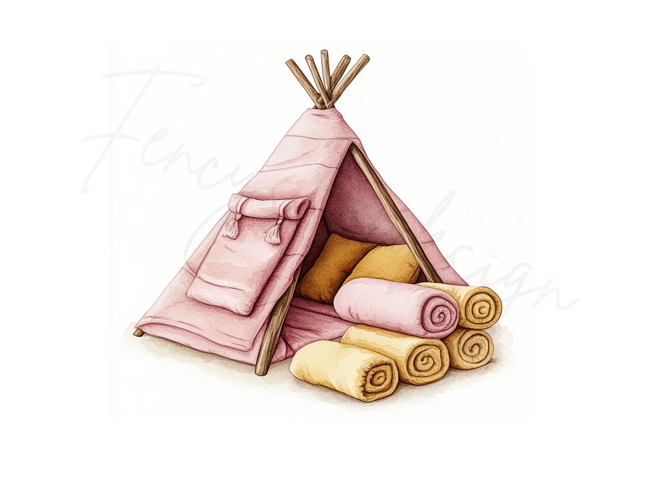 Cozy Pink Teepee Clipart Bundle - Image 2