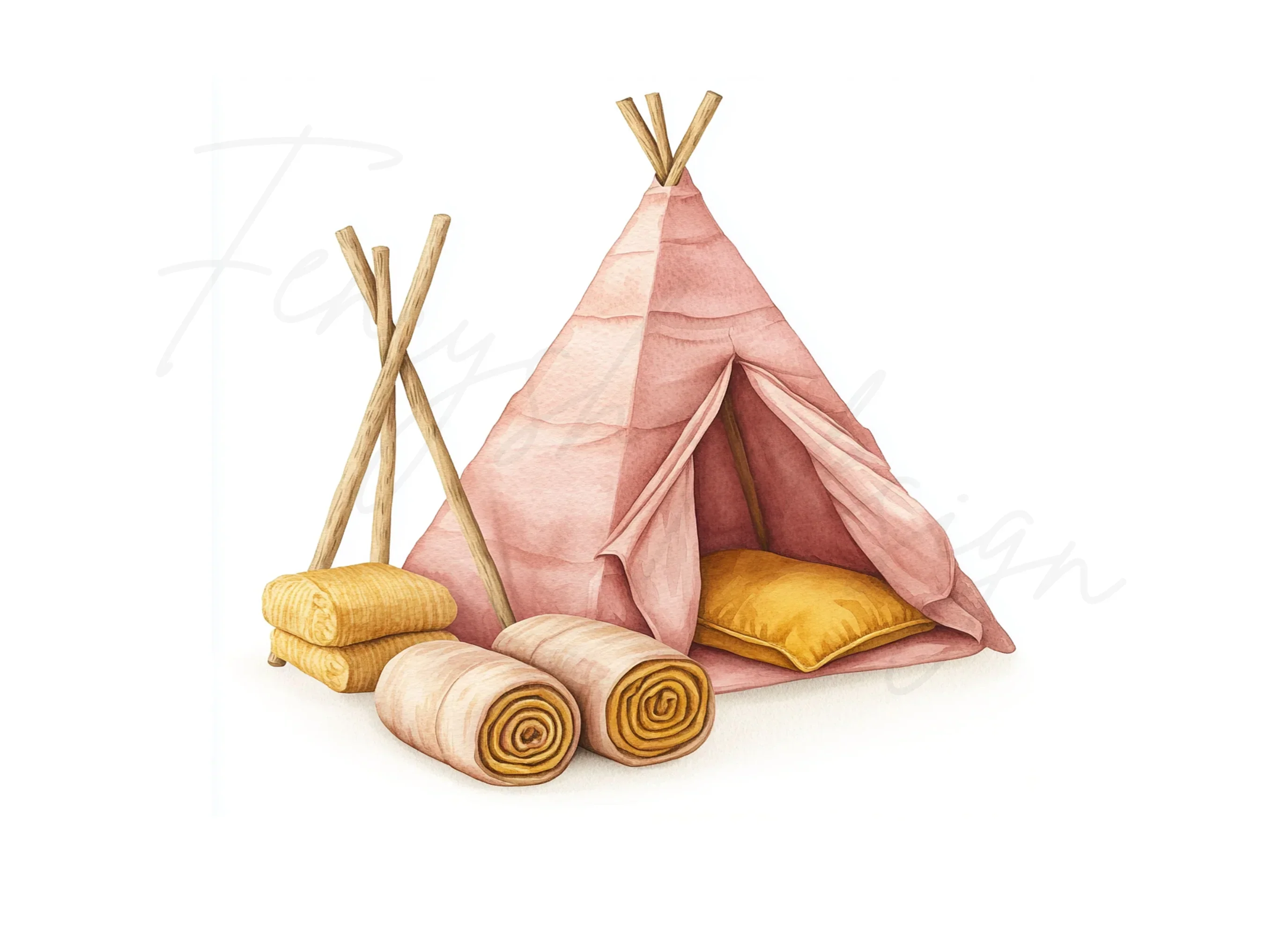 Cozy Pink Teepee Clipart Bundle - Image 3