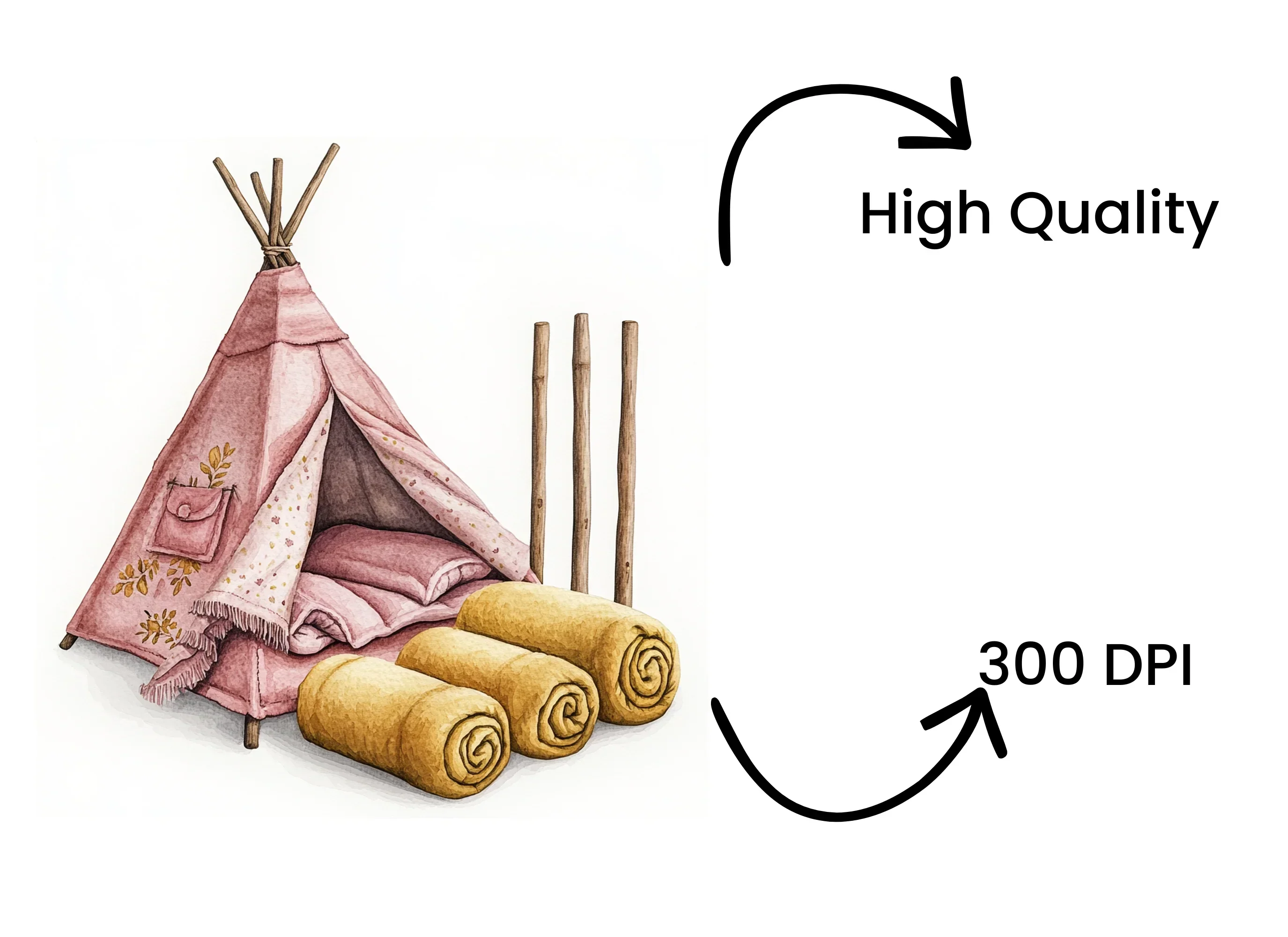 Cozy Pink Teepee Clipart Bundle - Image 4