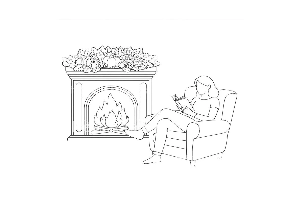 Cozy Reading by the Fireplace Coloring Books - Image 4