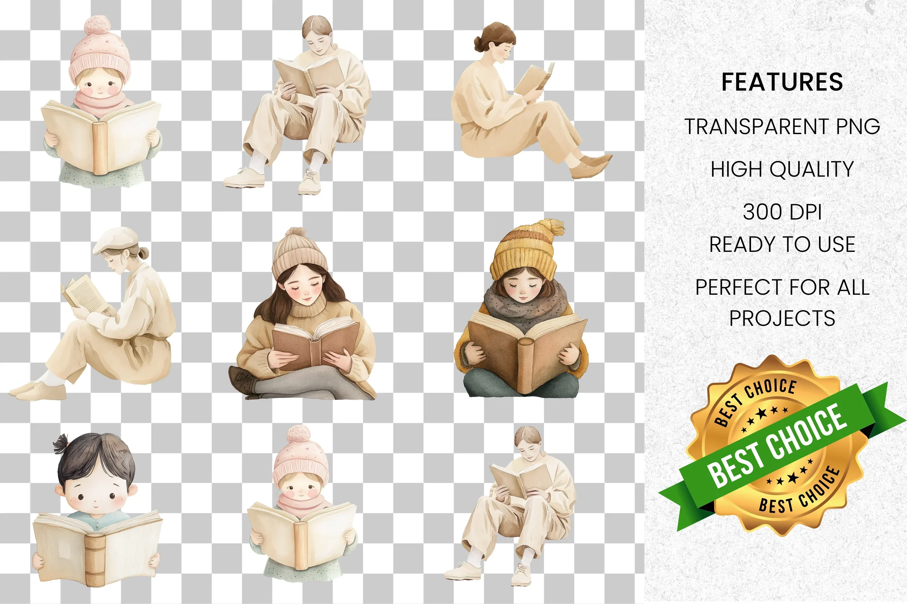 Cozy Reading Clipart Bundle - Image 8