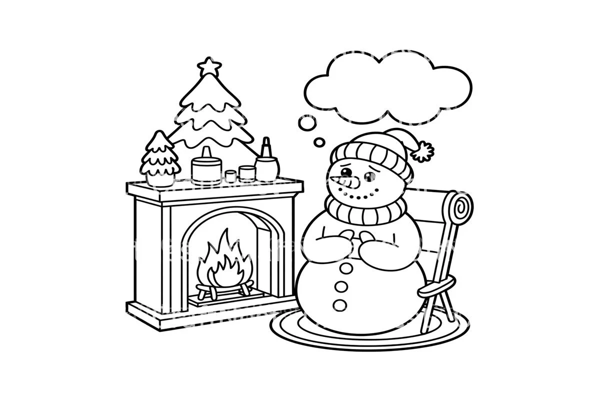 Cozy Snowman by Fireplace Coloring Books - Image 3