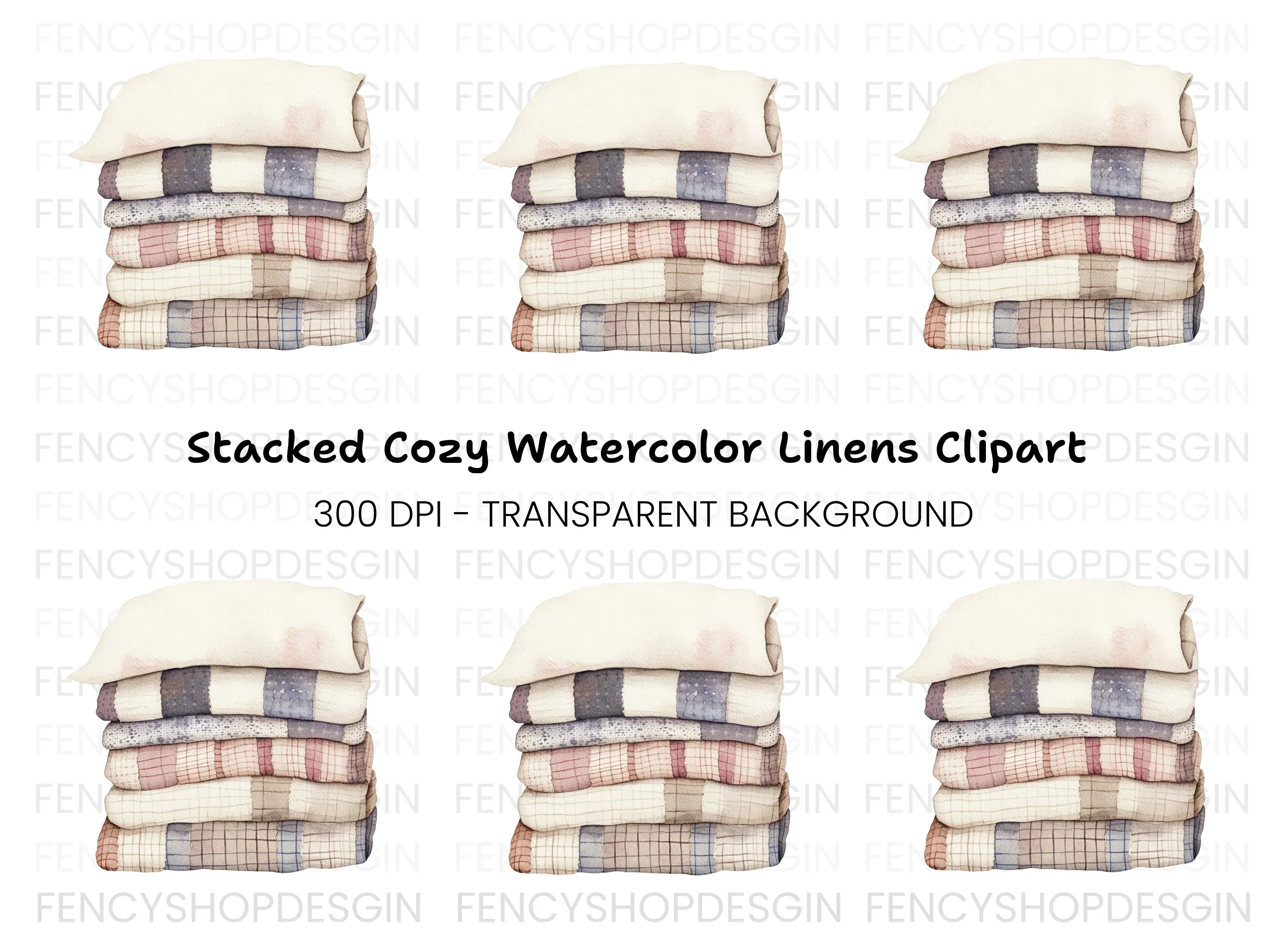 Cozy Stacked Quilts Clipart Bundle