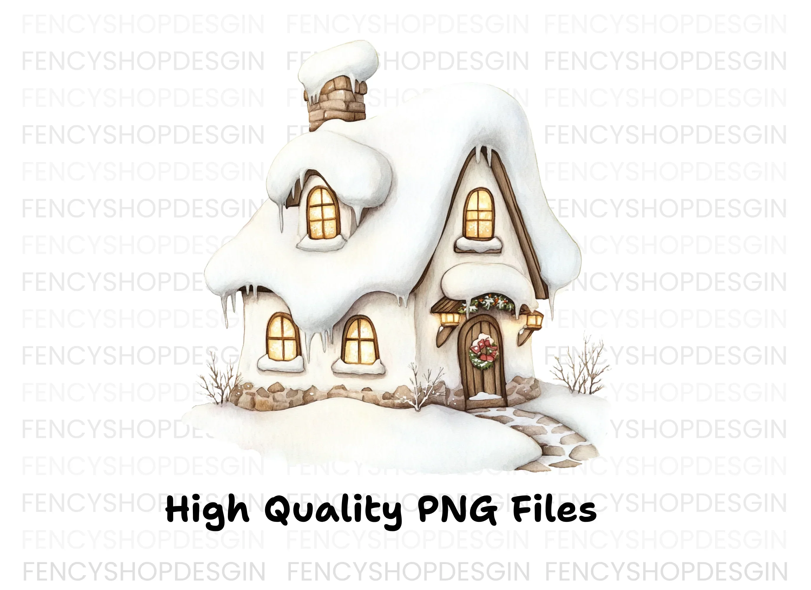 Cozy Winter Cottage Clipart Bundle - Image 3