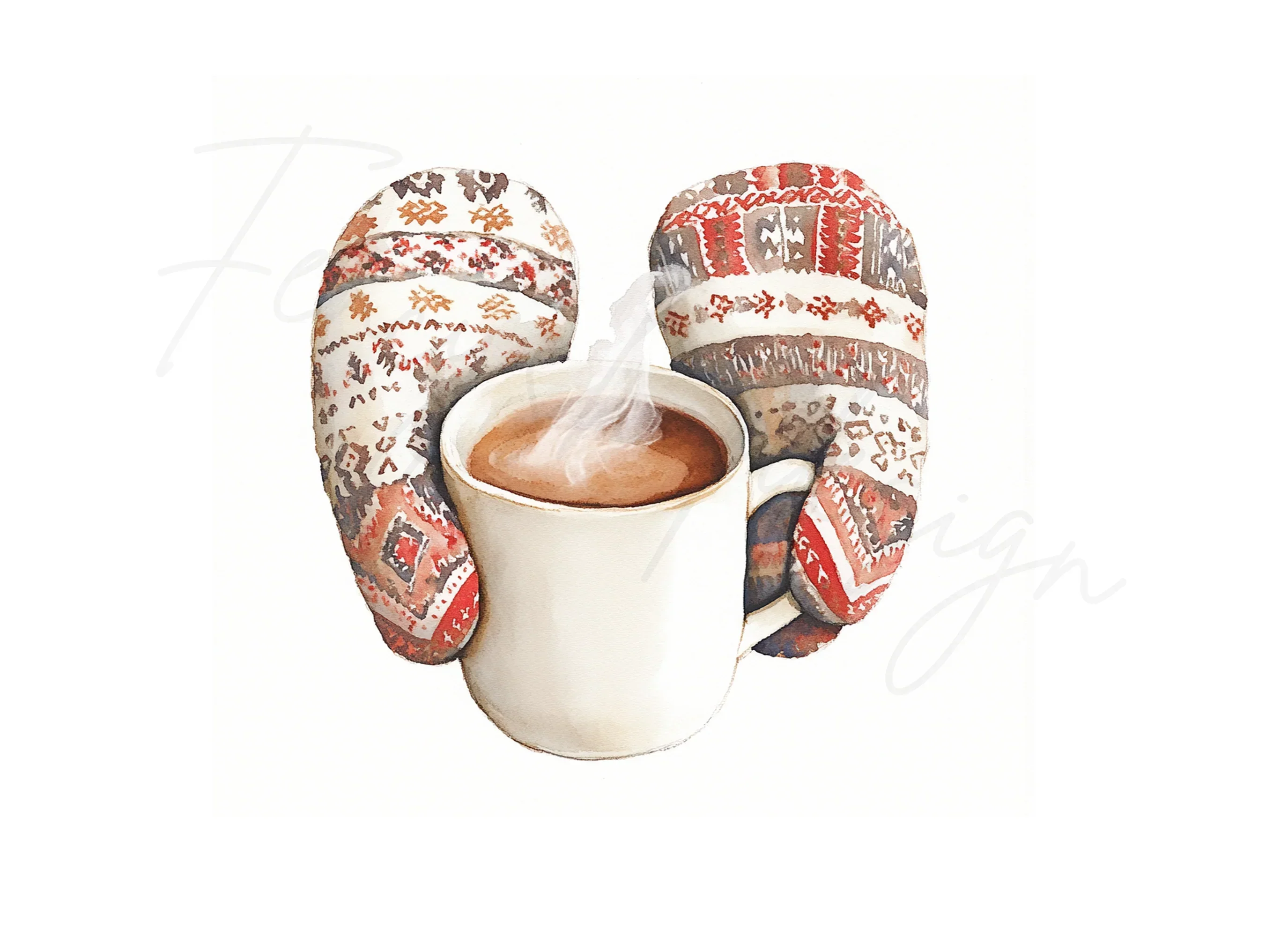 Cozy Winter Mittens and Hot Cocoa Clipart Bundle - Image 2