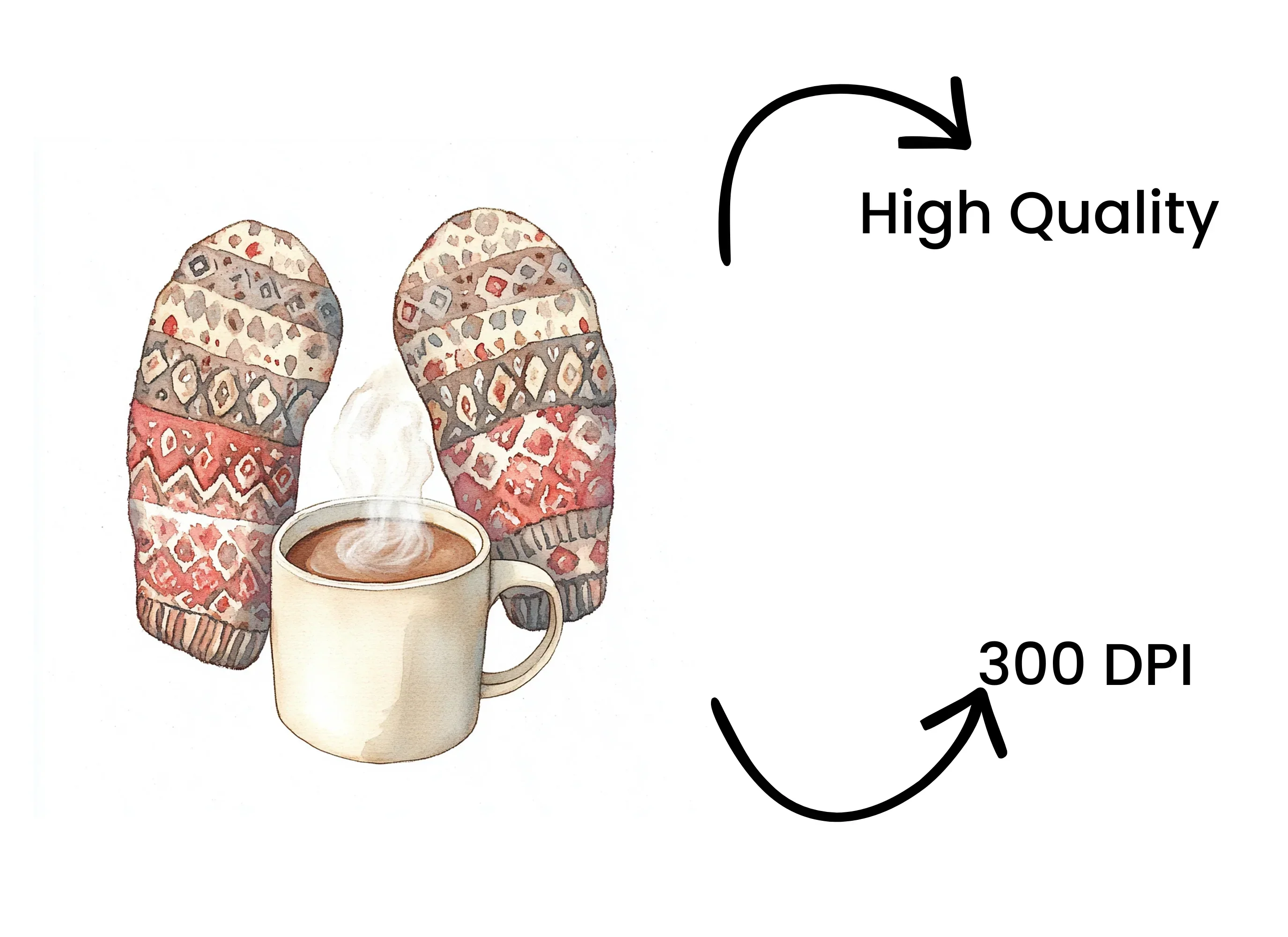 Cozy Winter Mittens and Hot Cocoa Clipart Bundle - Image 4