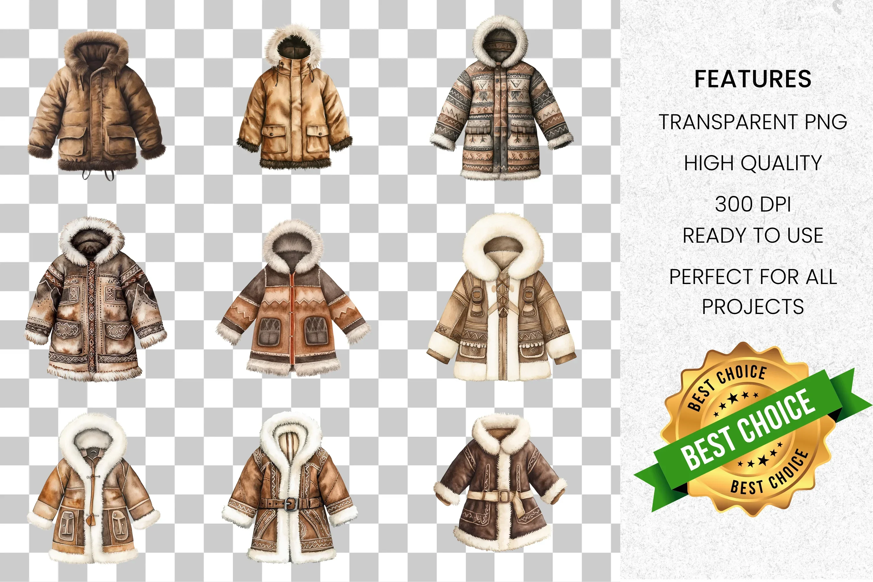Cozy Winter Parka Clipart Bundle - Image 2