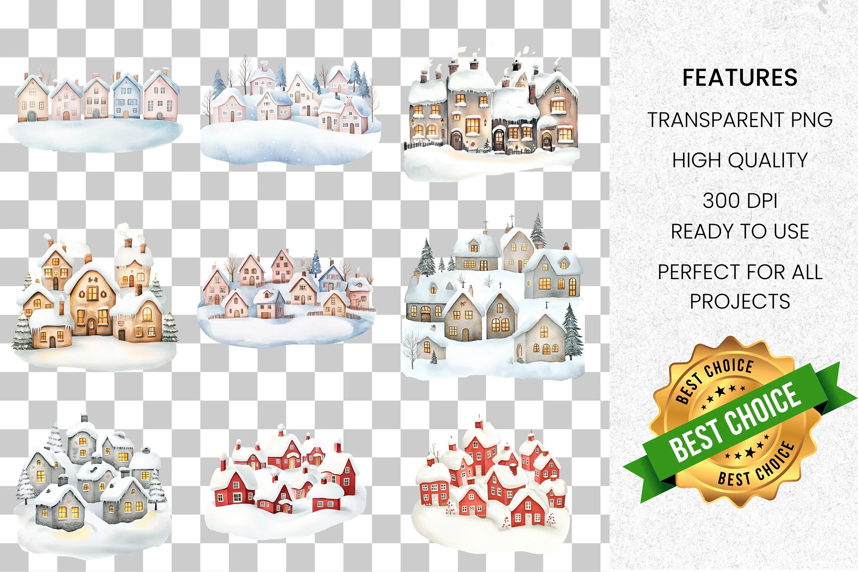 Cozy Winter Village Clipart Bundle - Image 8