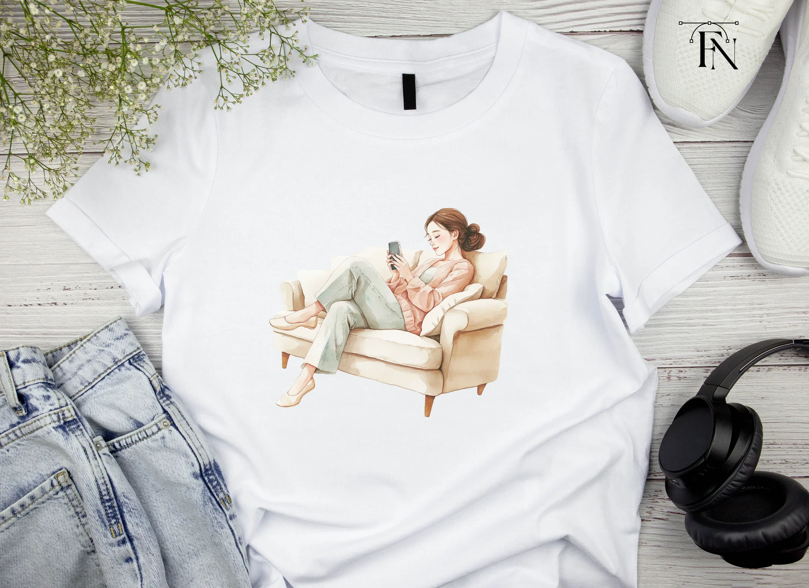 Cozy Women on Sofa Clipart Bundle - Image 3