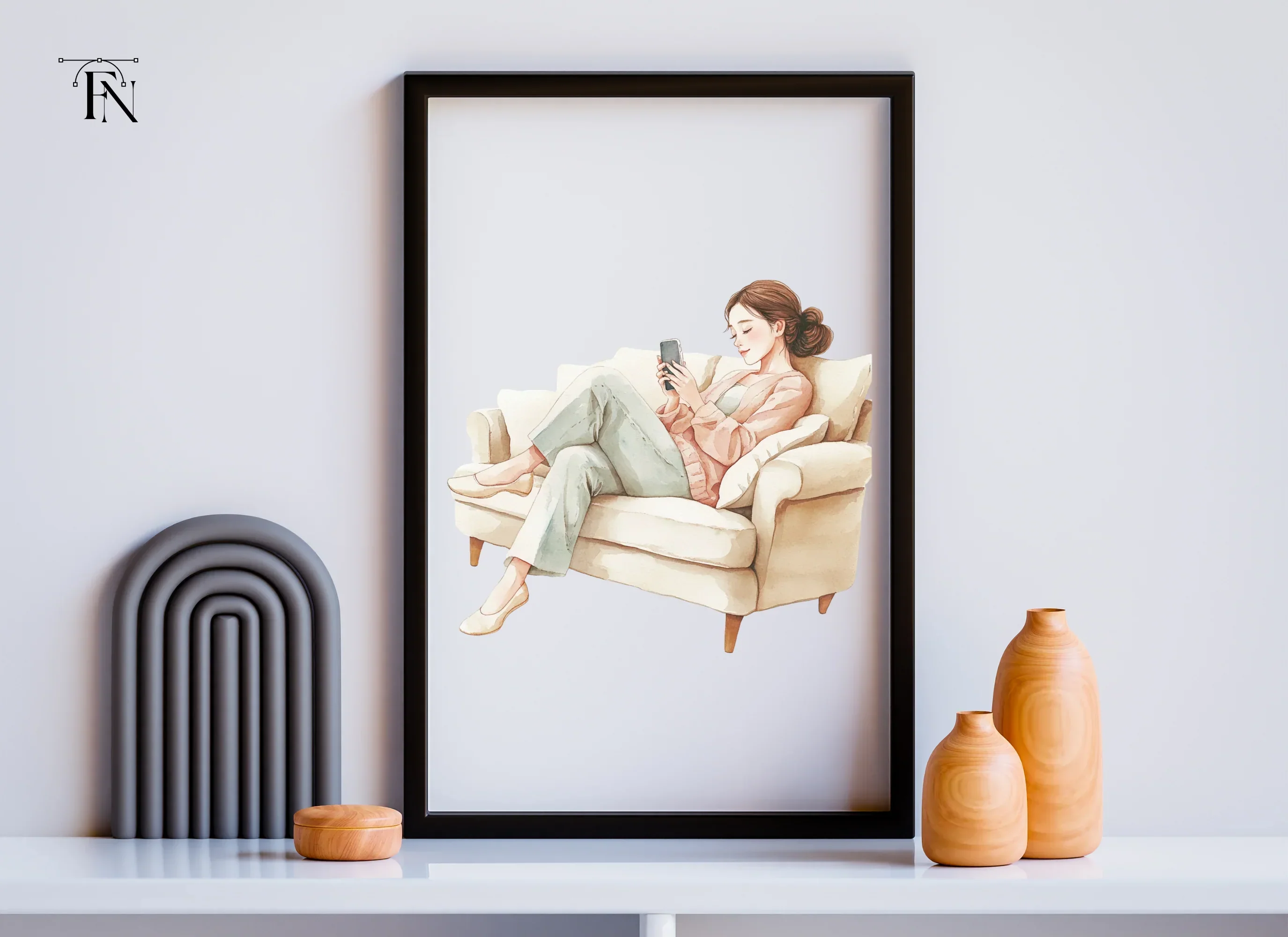 Cozy Women on Sofa Clipart Bundle - Image 5