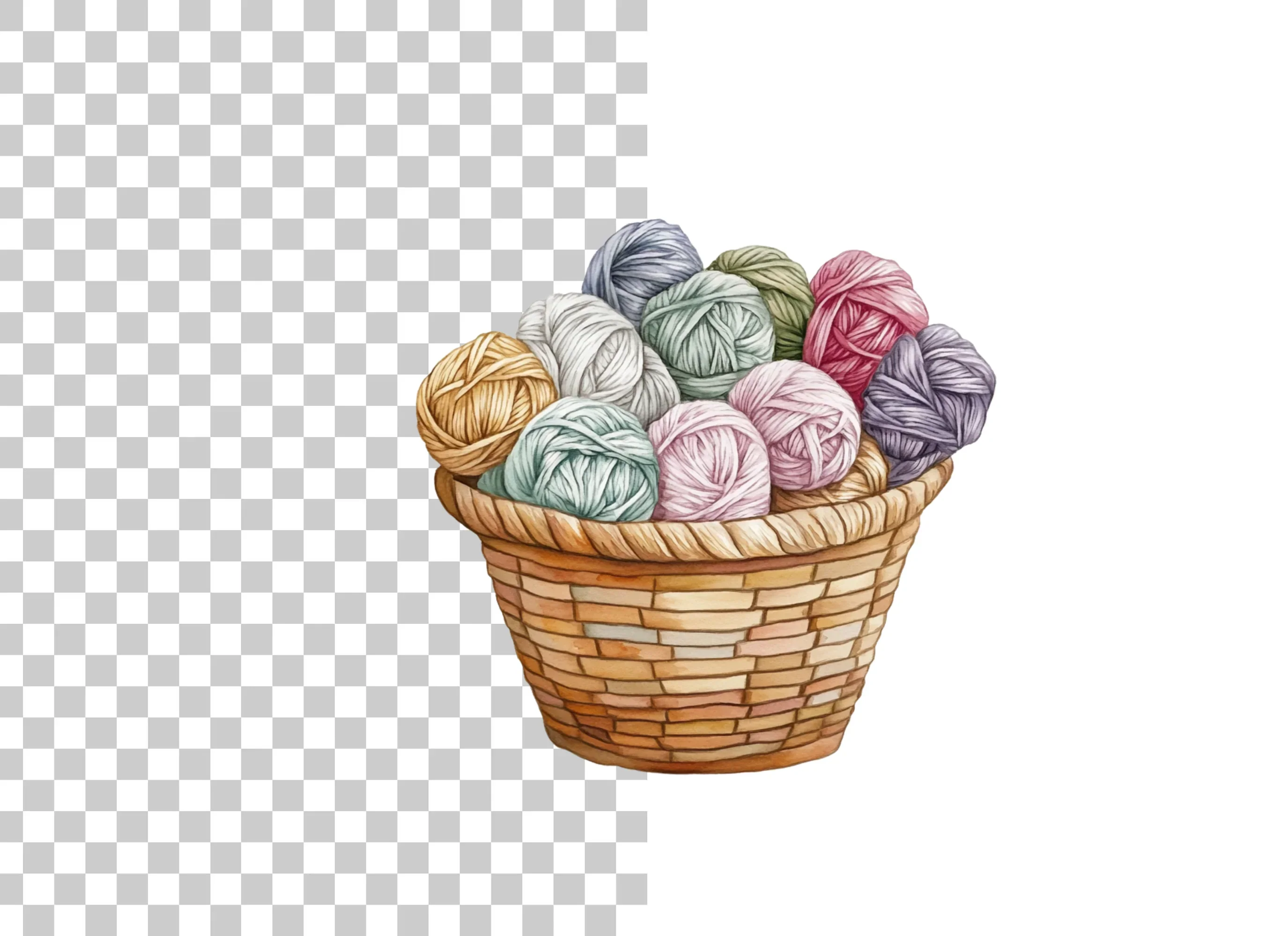 Cozy Yarn Basket Clipart Bundle - Image 2