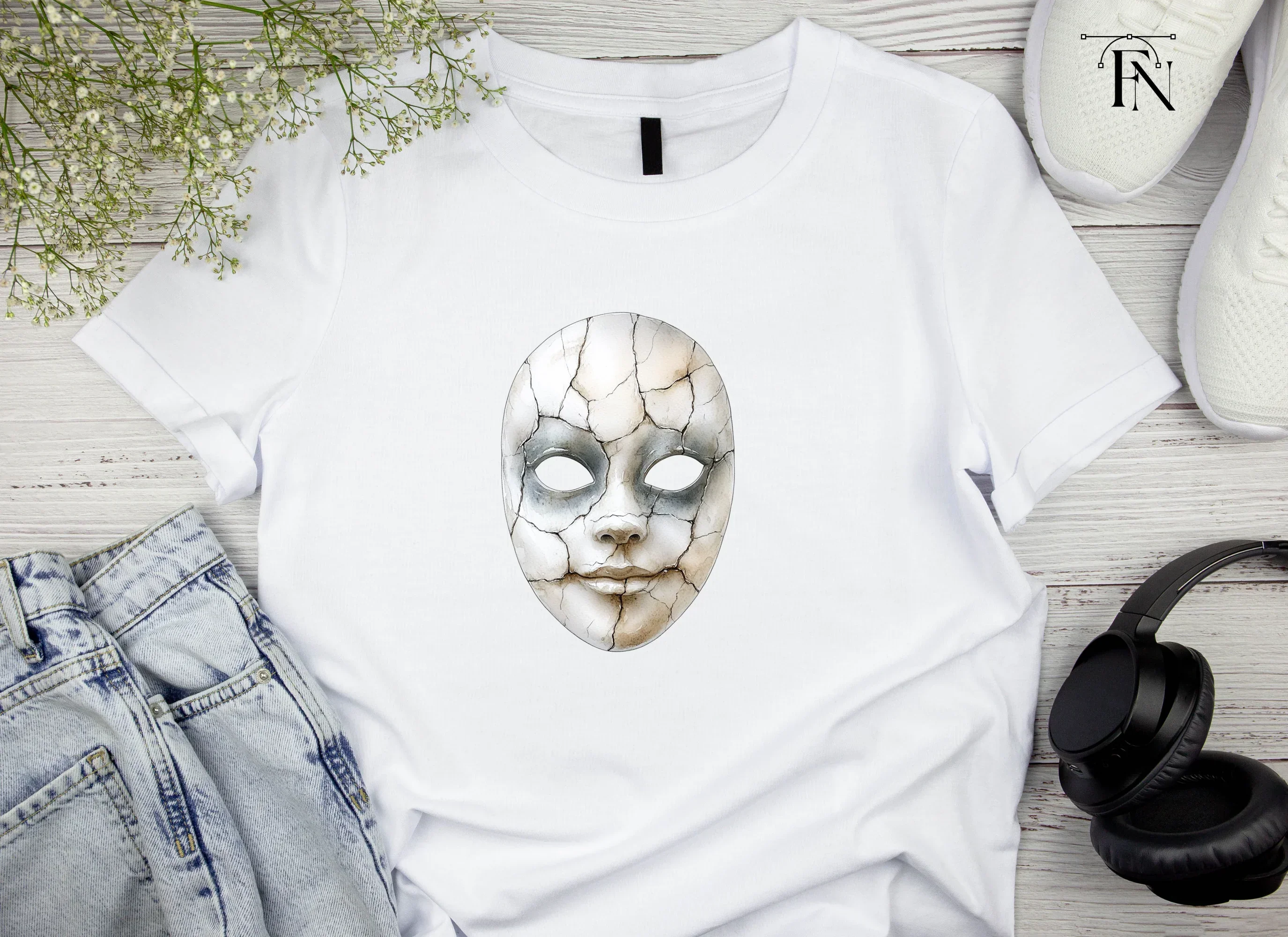 Cracked Porcelain Masks Clipart Bundle - Image 4
