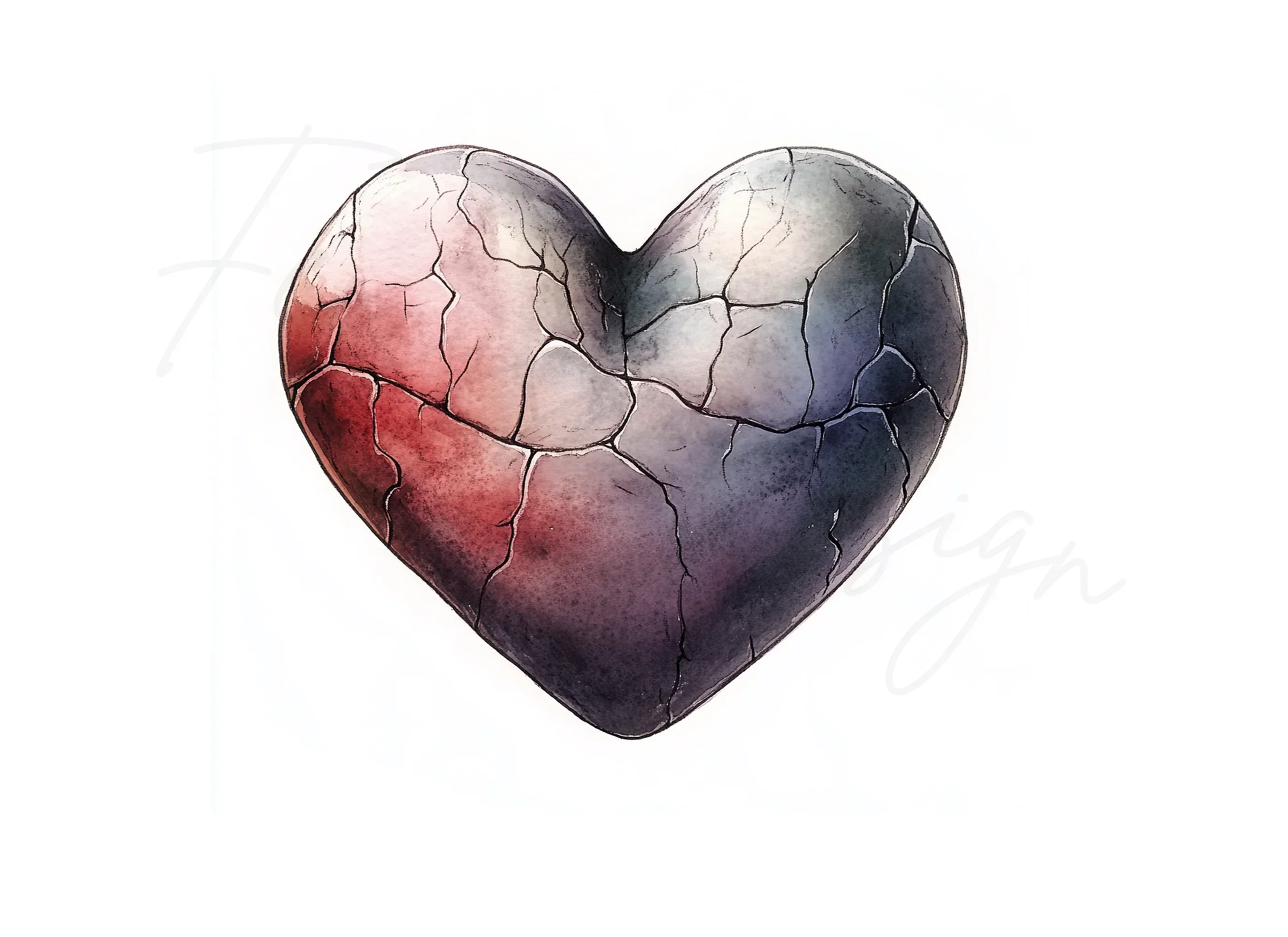 Cracked Stone Heart Clipart Bundle - Image 3
