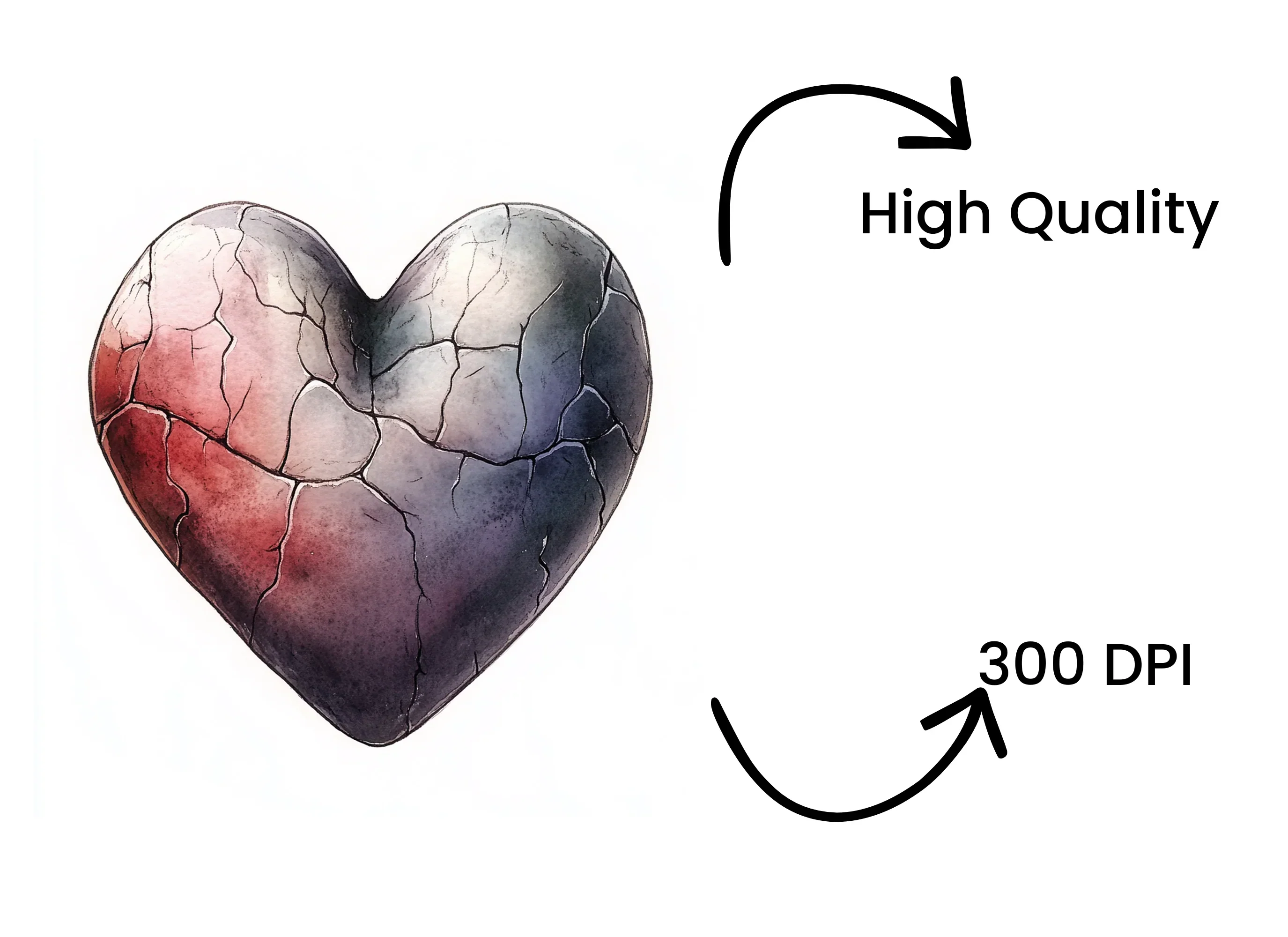Cracked Stone Heart Clipart Bundle - Image 4
