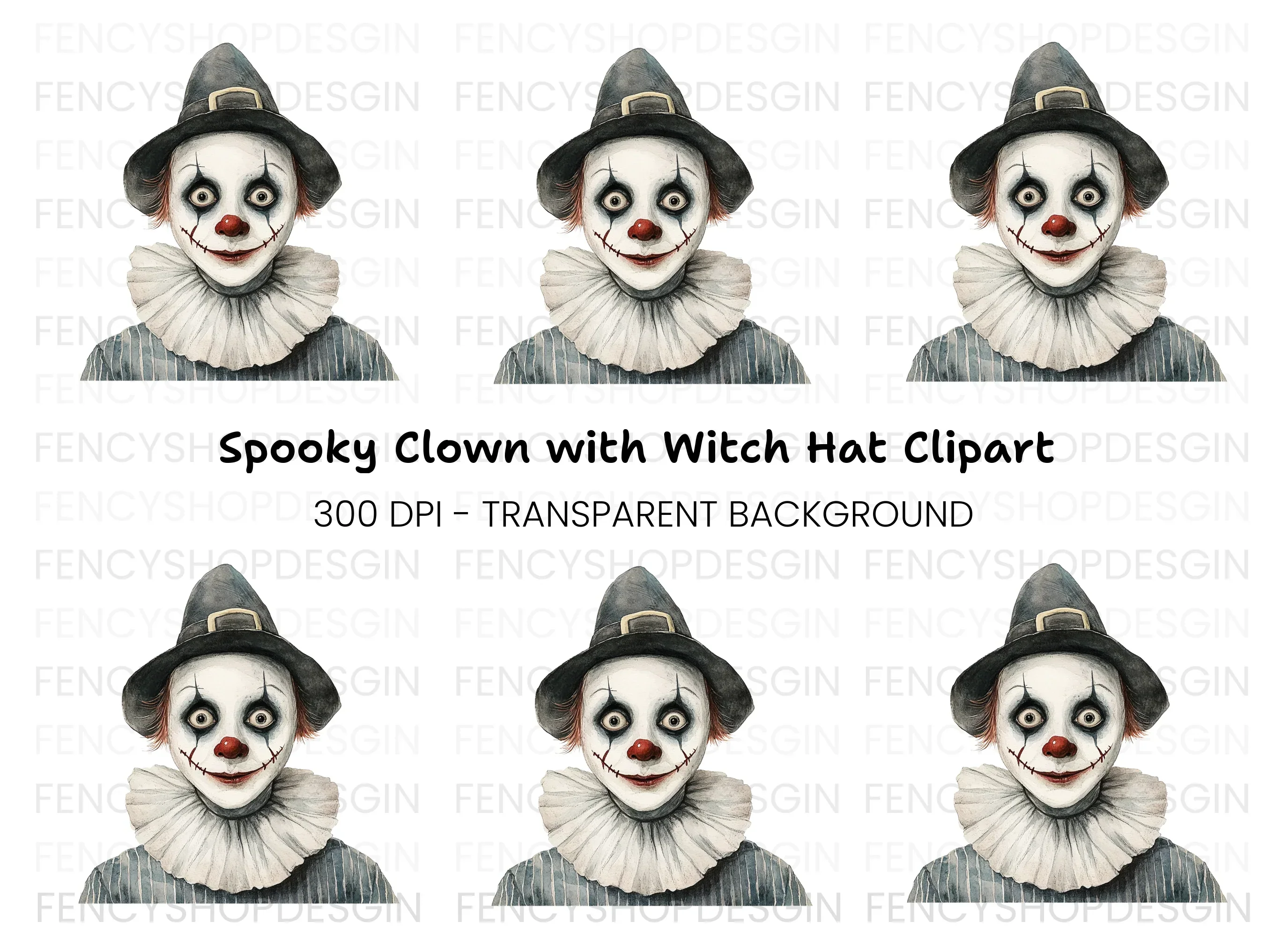 Creepy Clown Clipart Bundle