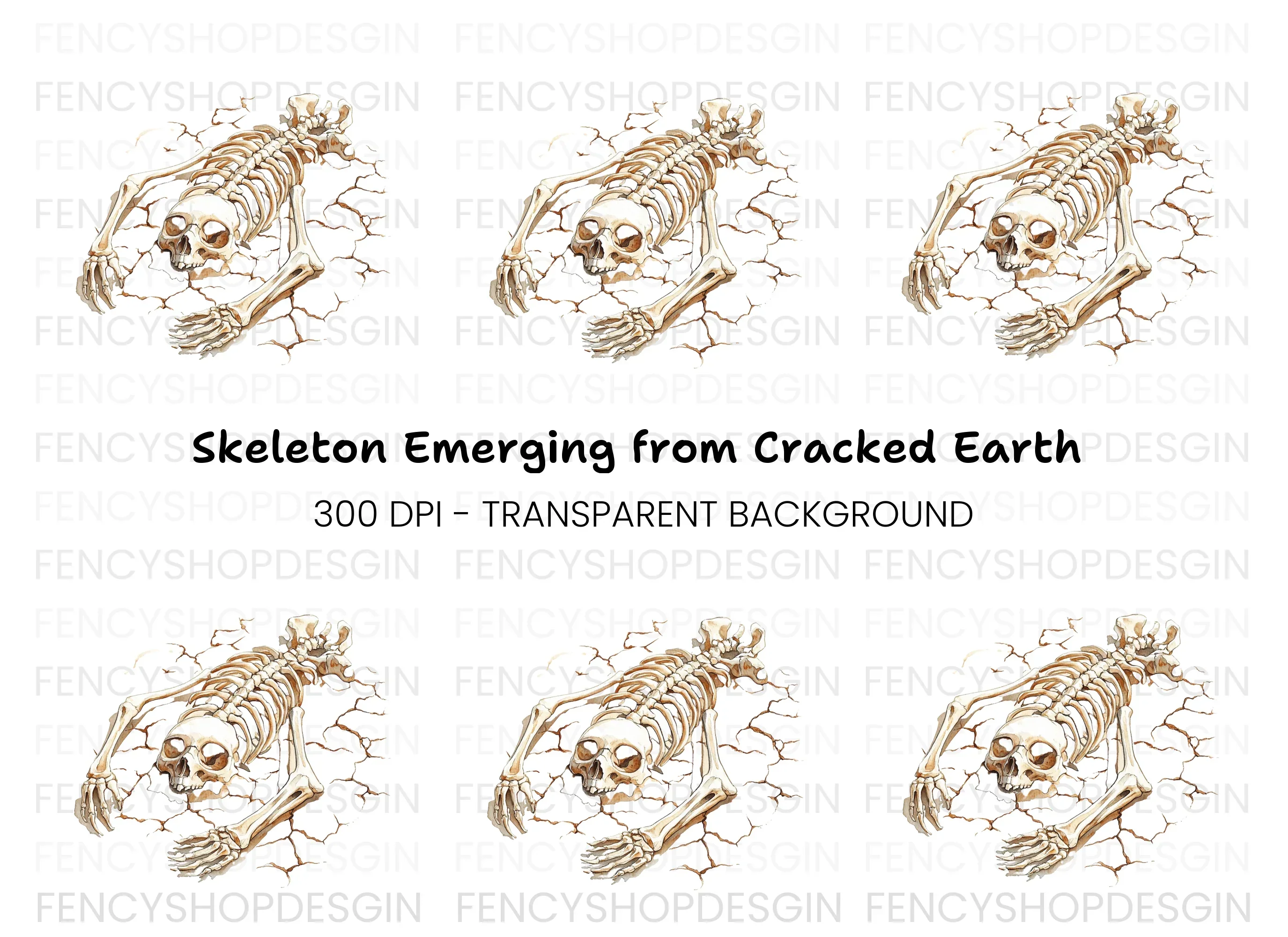 Creepy Skeleton Emerging Clipart Bundle