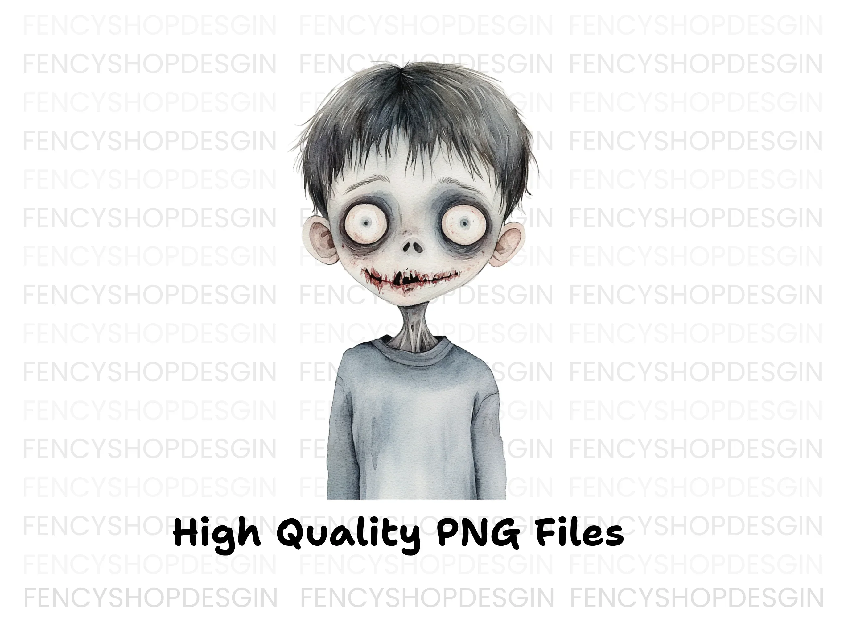 Creepy Zombie Boy Halloween Clipart Bundle - Image 3