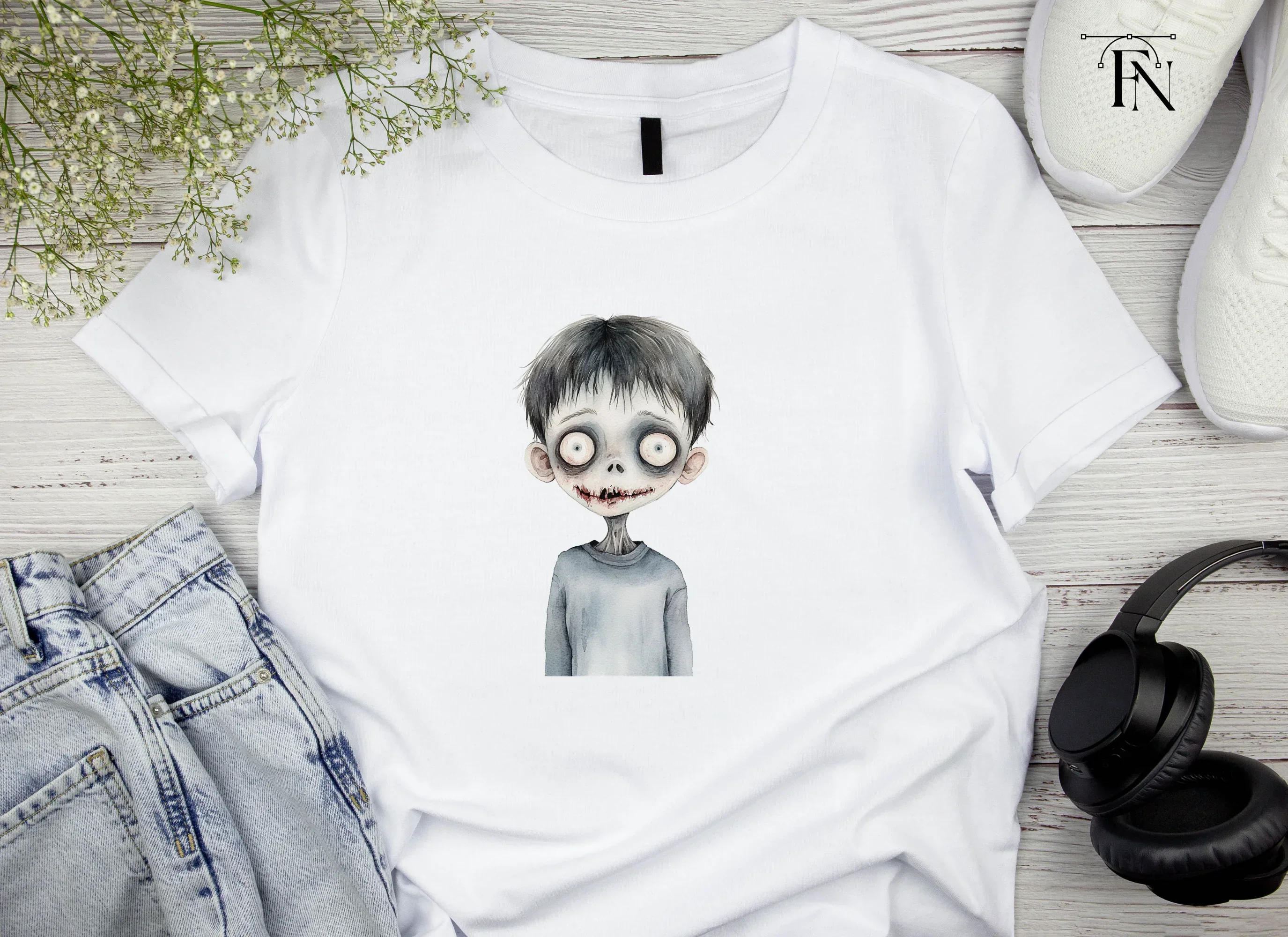 Creepy Zombie Boy Halloween Clipart Bundle - Image 5