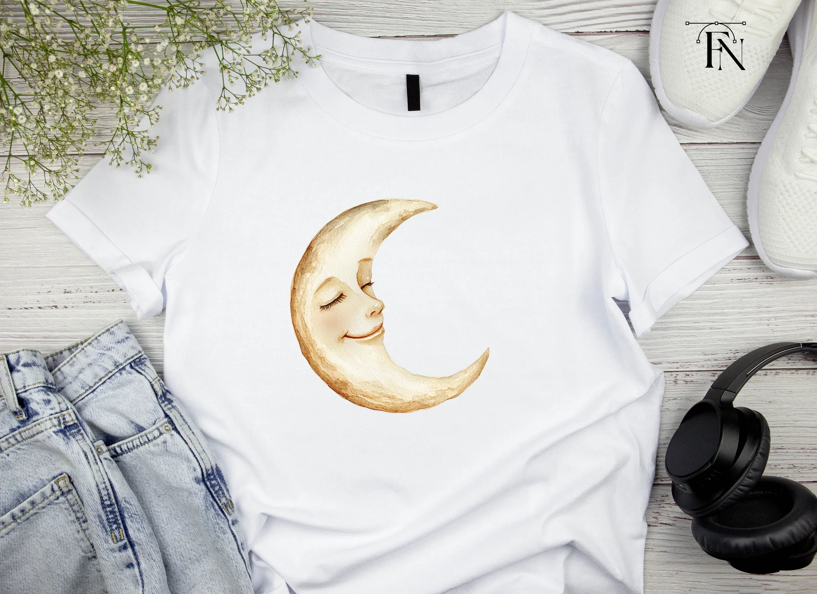 Crescent Moon Faces Clipart Bundle - Image 3