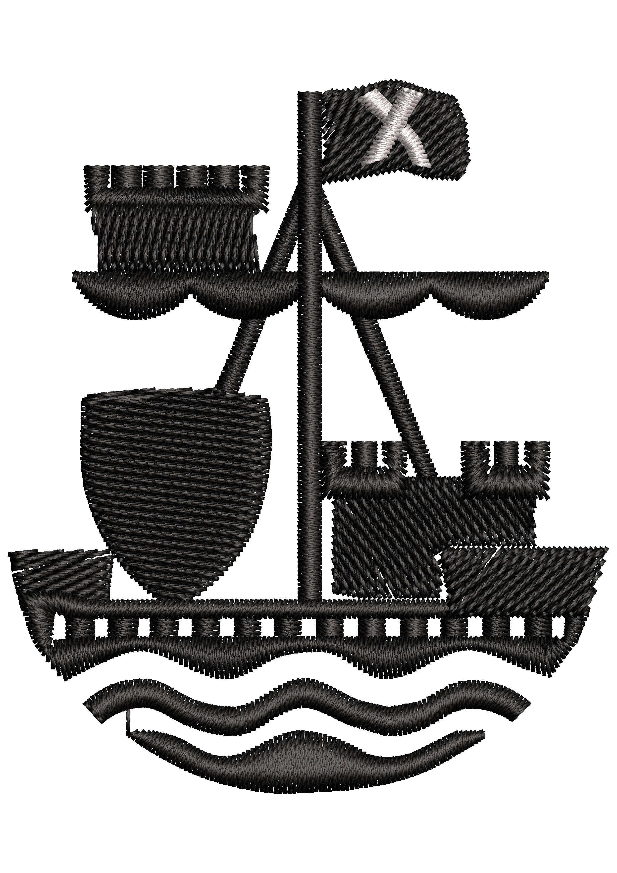 Cross Ships Embroidery Design
