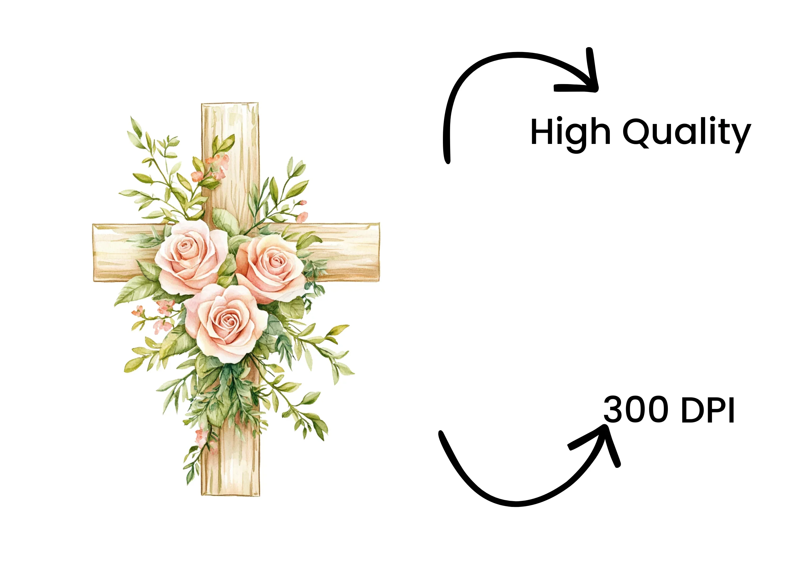 Crosses with Pink Roses Clipart Bundle - Image 4