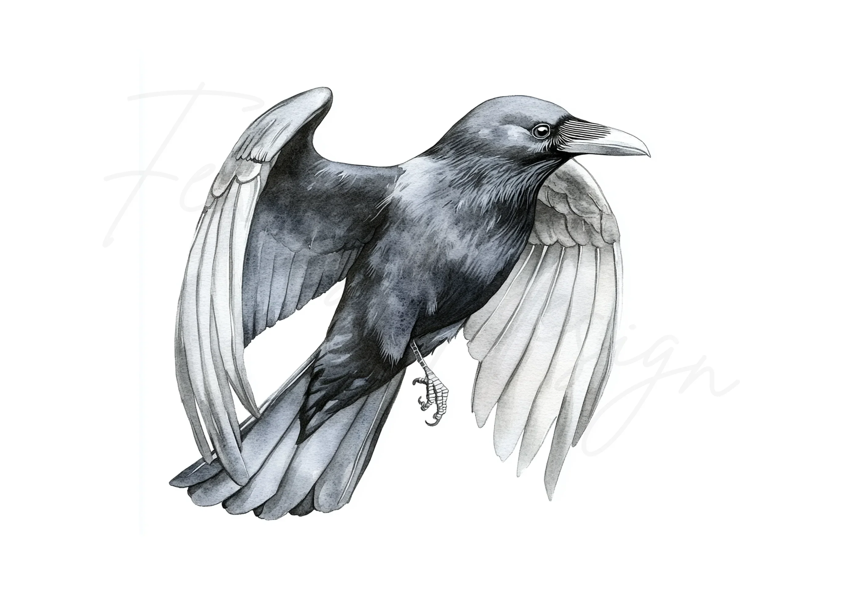 Crows with Open Wings Clipart Bundle - Image 2