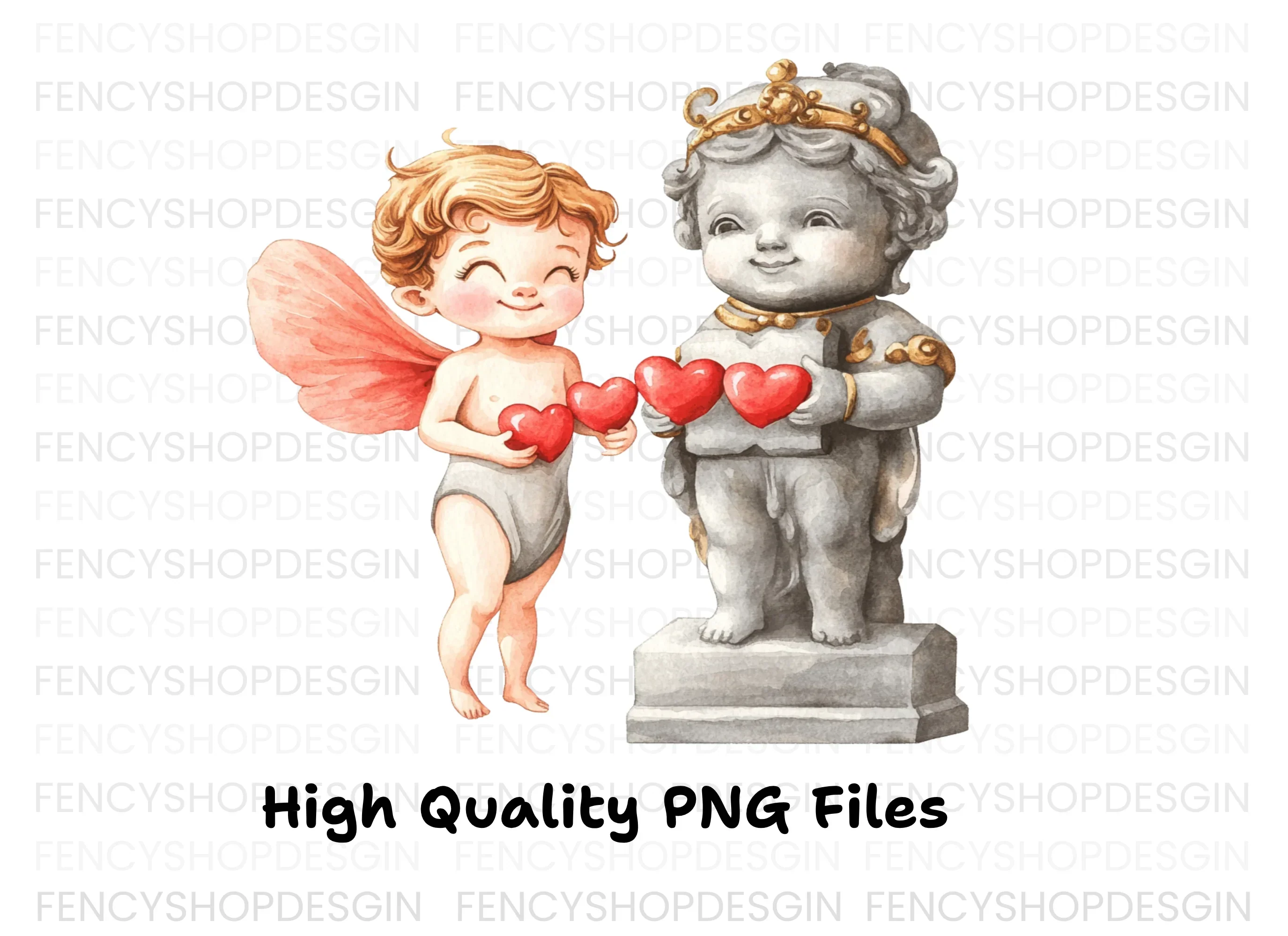 Cupid and Stone Statue Love Clipart Bundle - Image 2