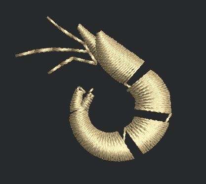 Curled Crustacean Silhouette Embroidery Design