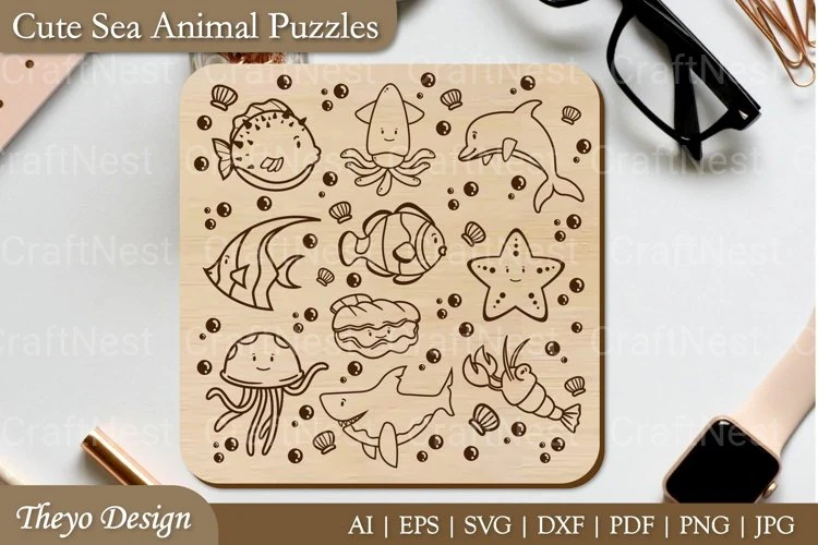 Cut Sea Animal Puzzle SVG - Image 2