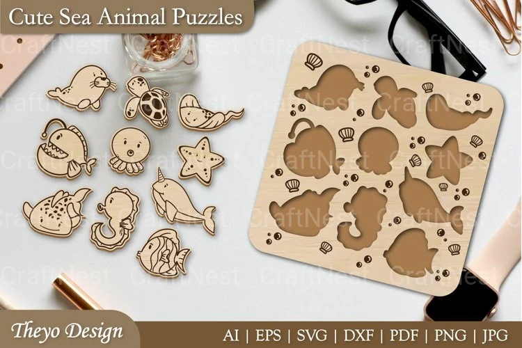 Cut Sea Animal Puzzle SVG - Image 2