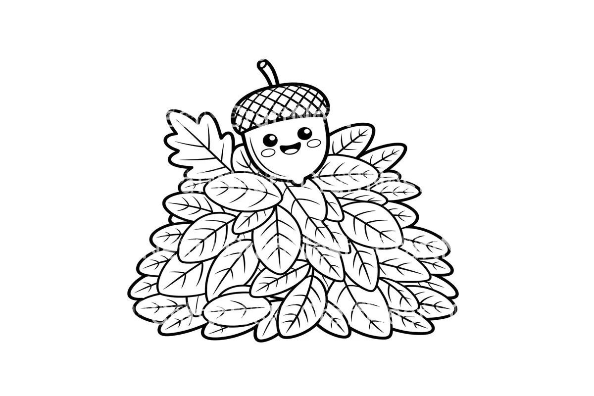 Cute Acorn and Leaves Coloring Books - Image 4