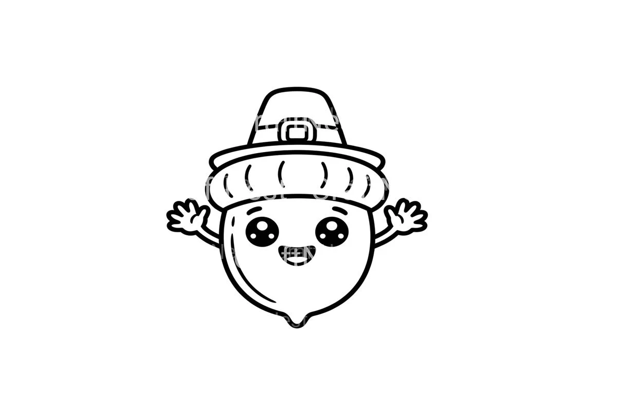 Cute Acorn Pilgrim Hat Coloring Books - Image 2