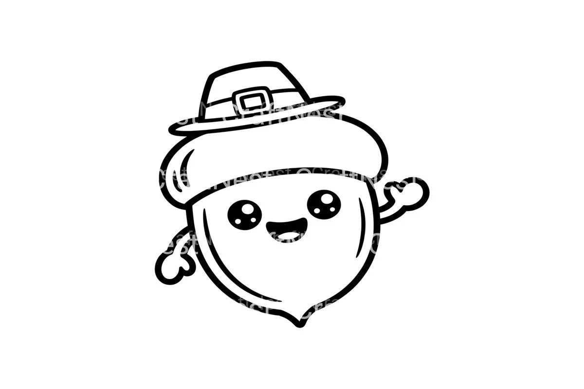 Cute Acorn Pilgrim Hat Coloring Books - Image 3