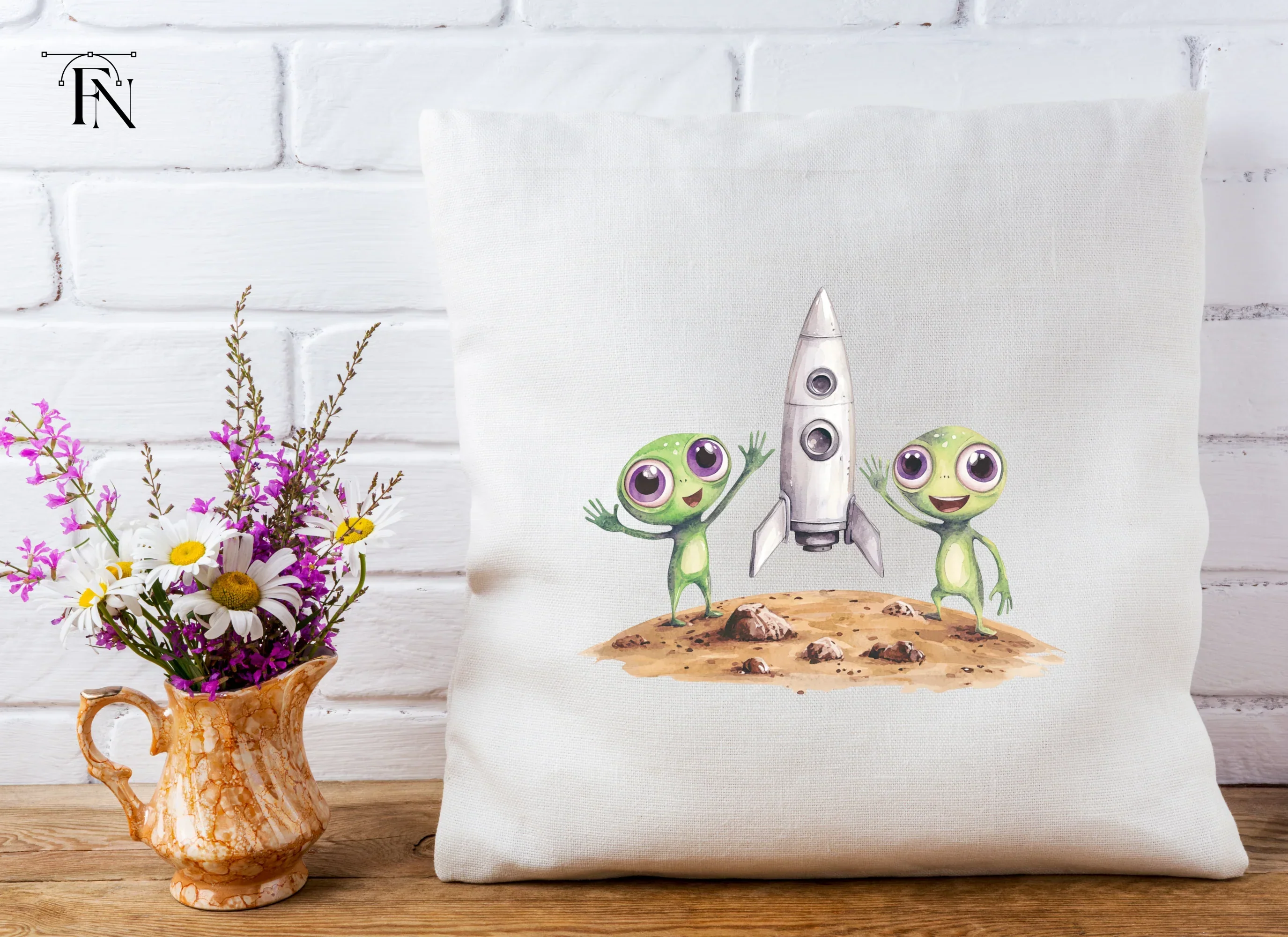 Cute Aliens and Rocket Ship Clipart Bundle - Image 2