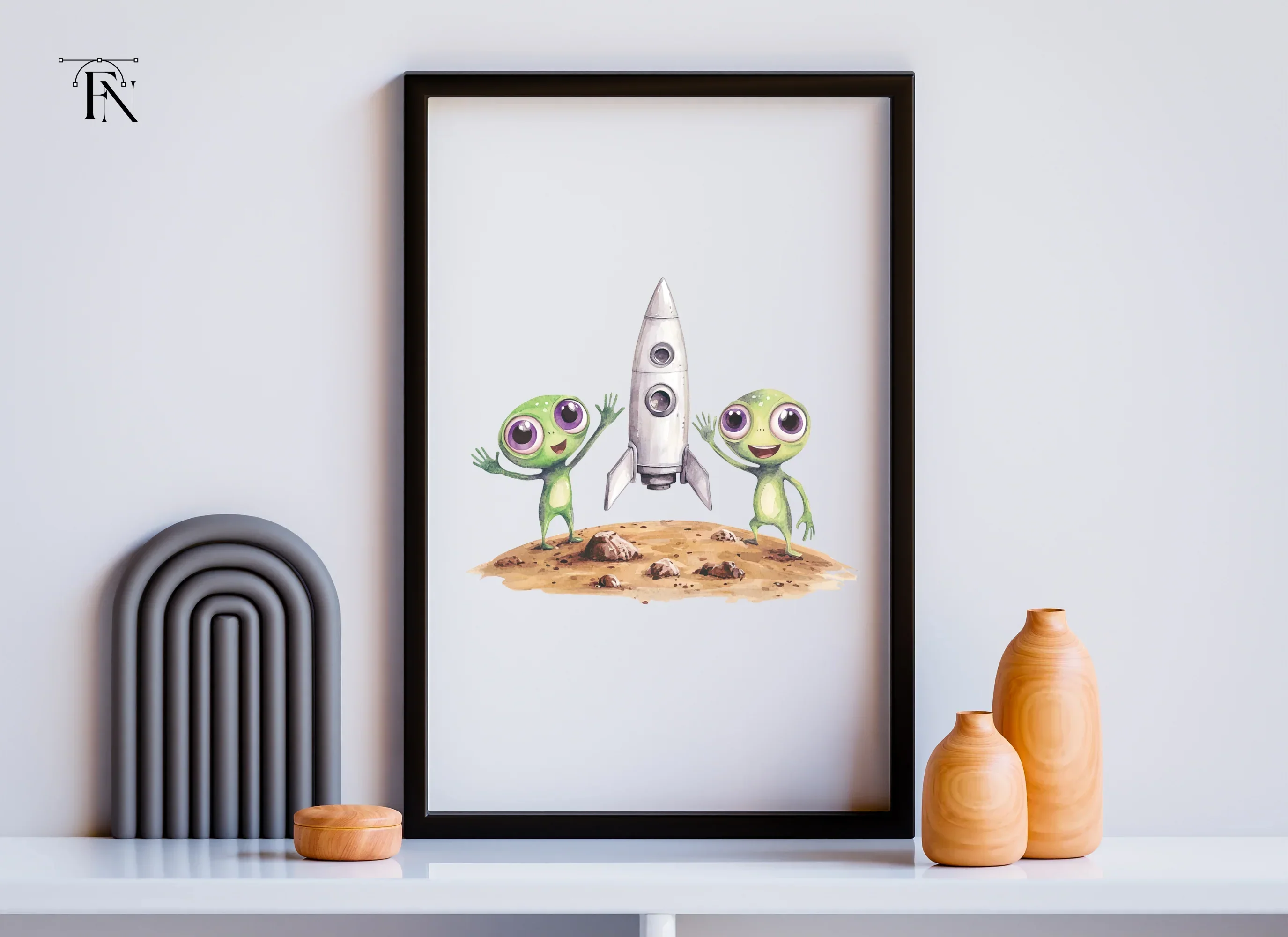 Cute Aliens and Rocket Ship Clipart Bundle - Image 3