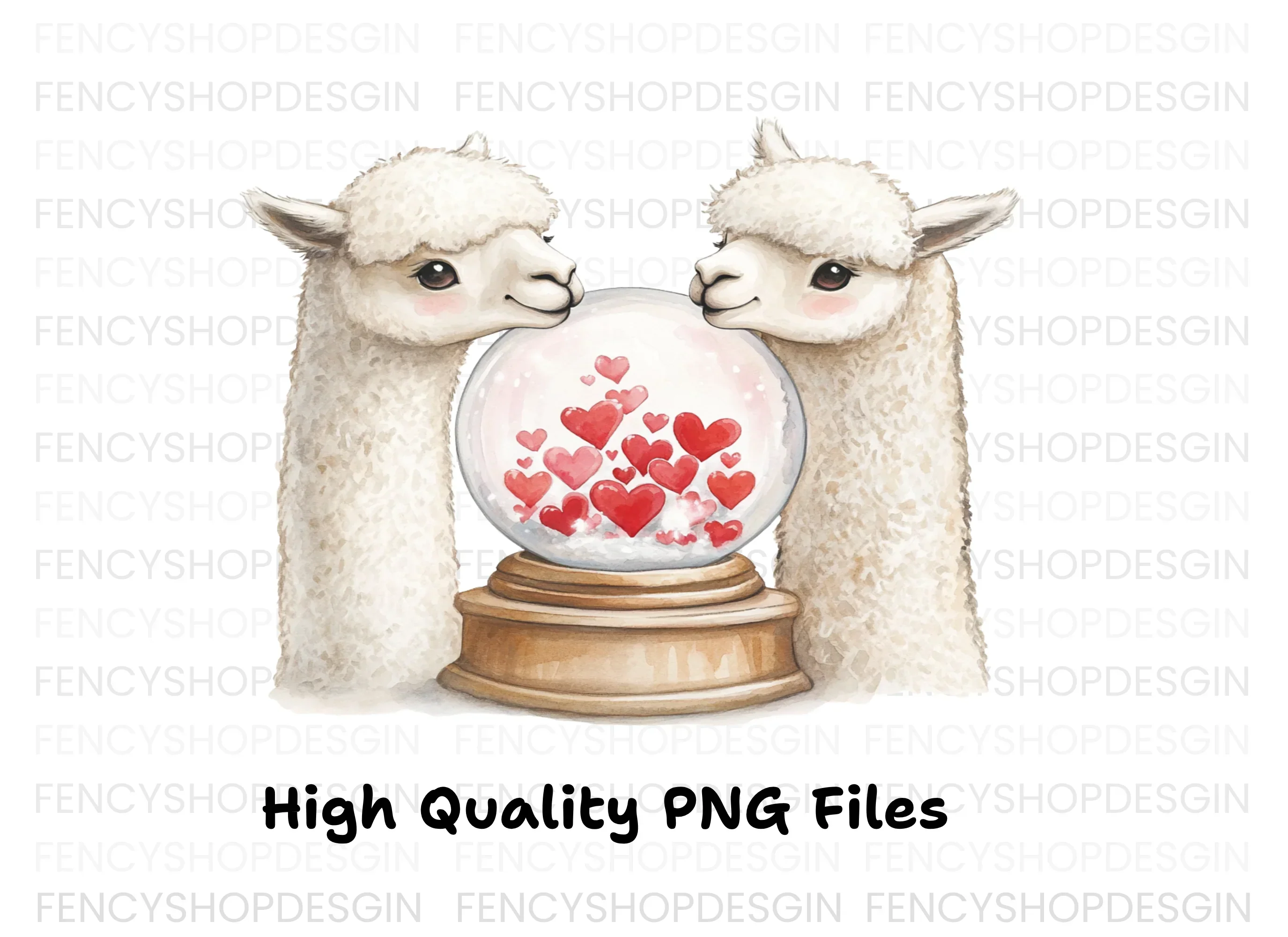 Cute Alpaca Couple Love Snow Globe Clipart Bundle - Image 3