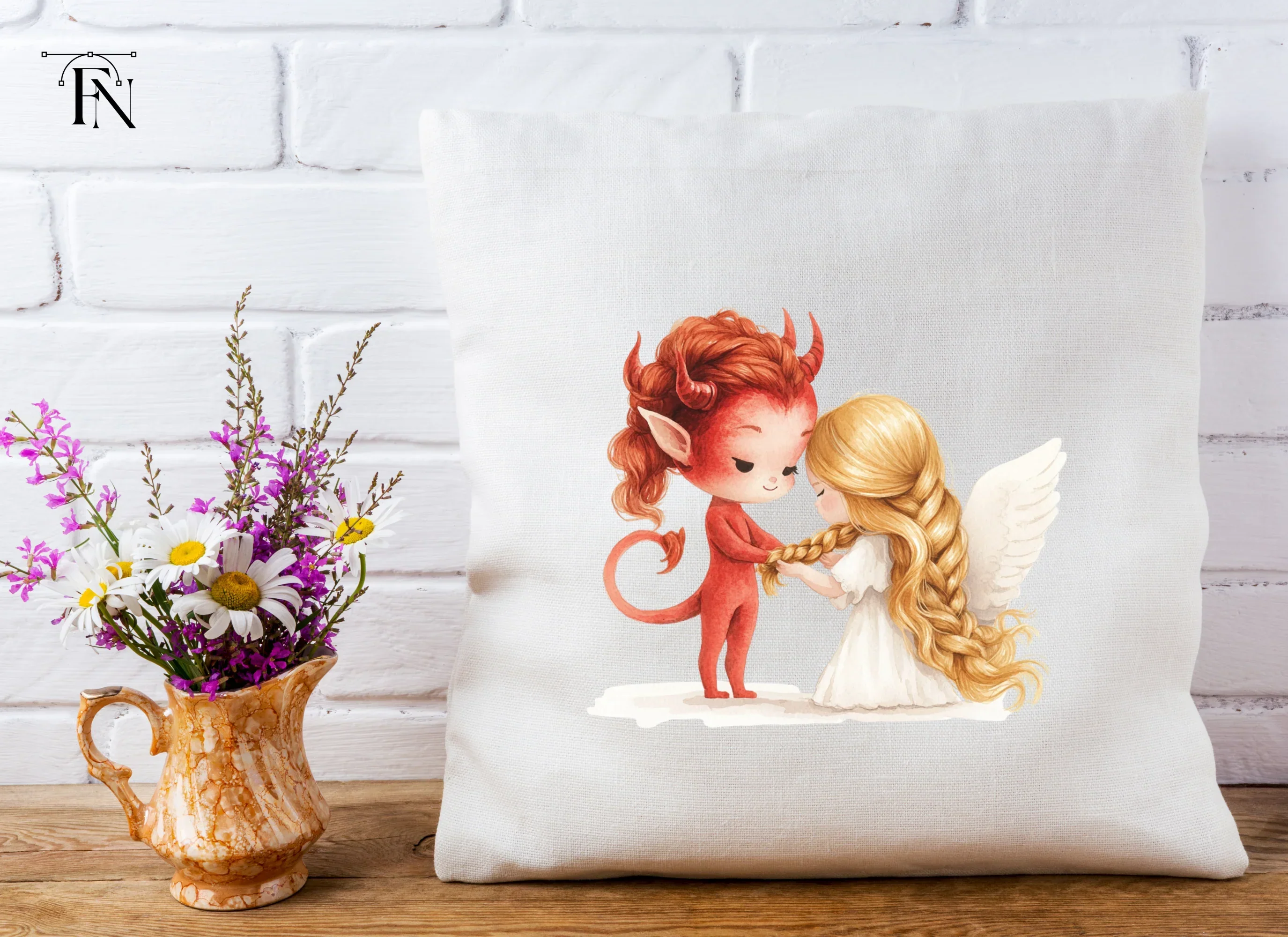 Cute Angel and Devil Braiding Hair Clipart Bundle - Image 4