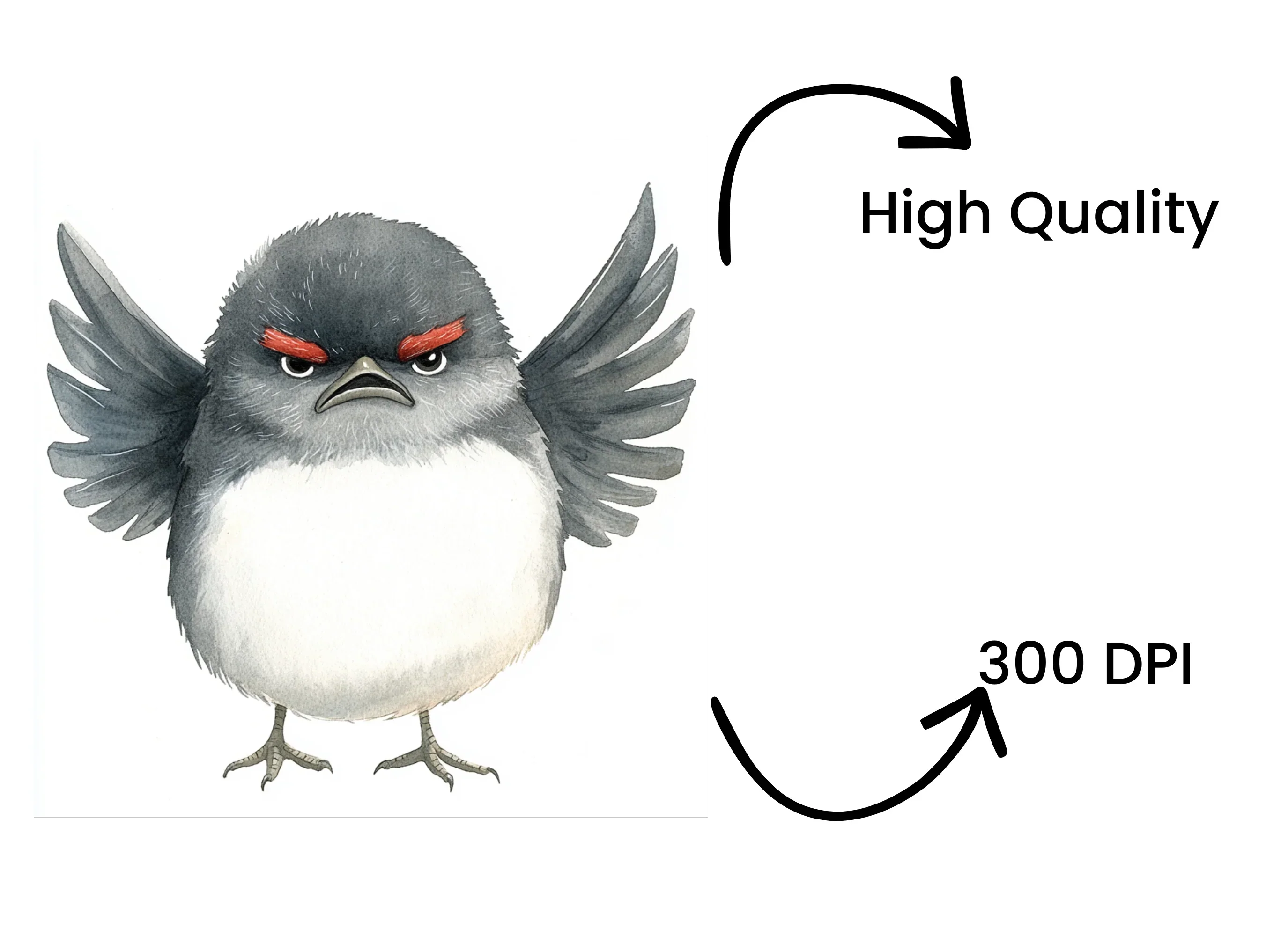 Cute Angry Grey Birds Clipart Bundle - Image 4