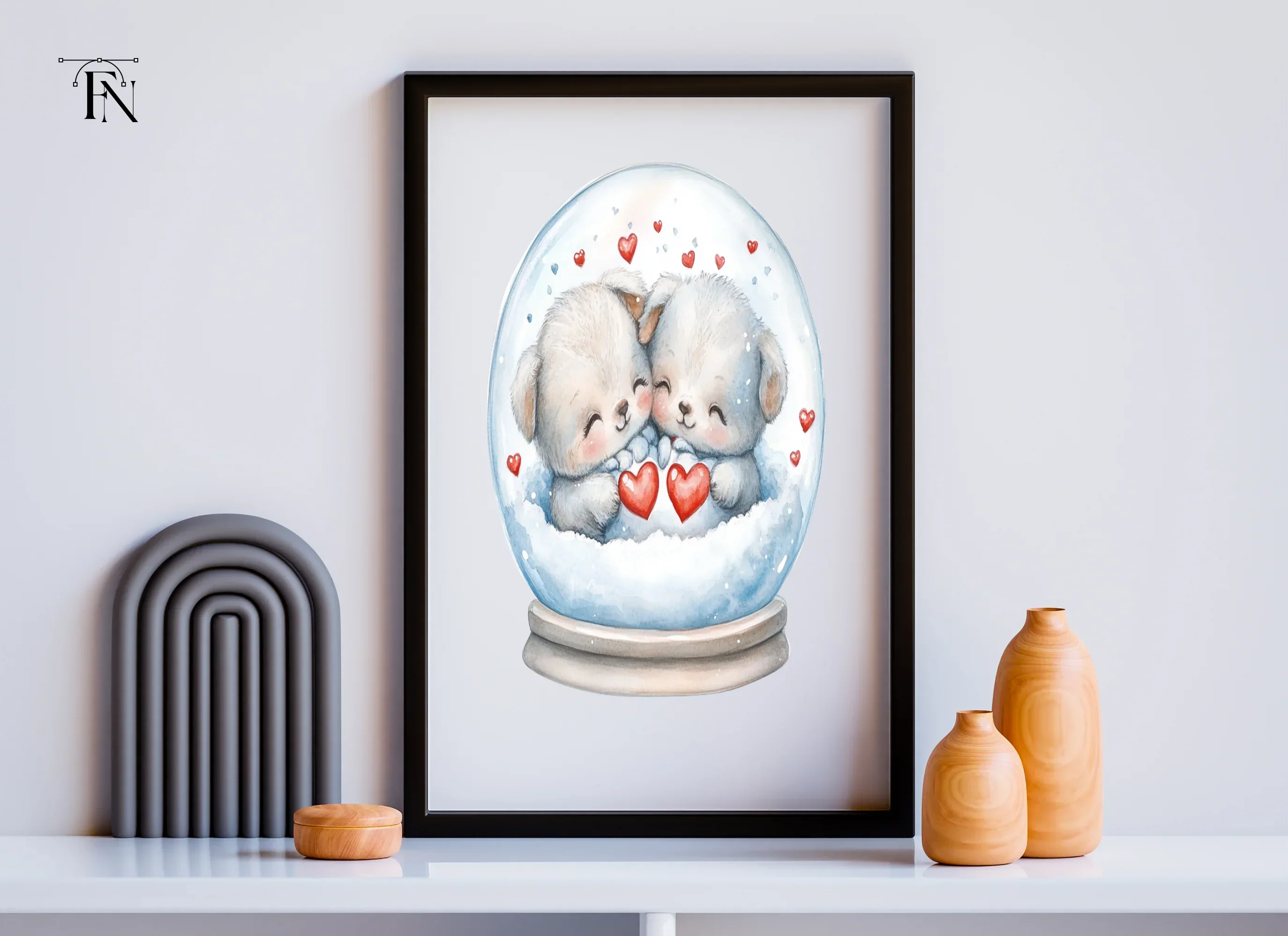 Cute Animal Couple Snow Globes Clipart Bundle - Image 3