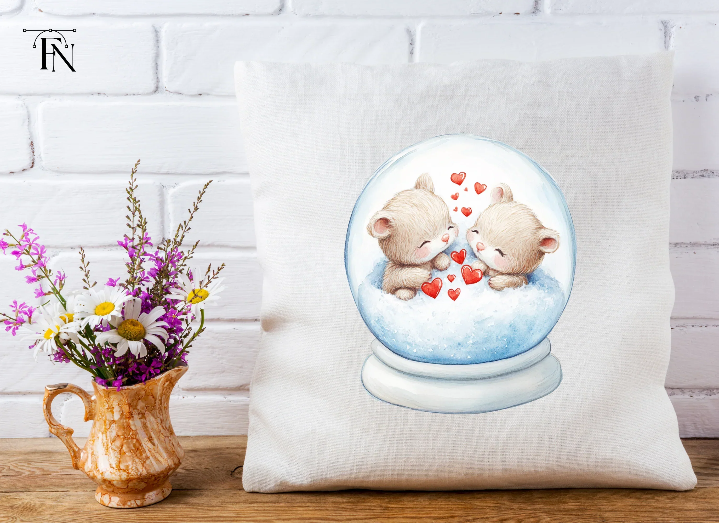 Cute Animal Couple Snow Globes Clipart Bundle - Image 4