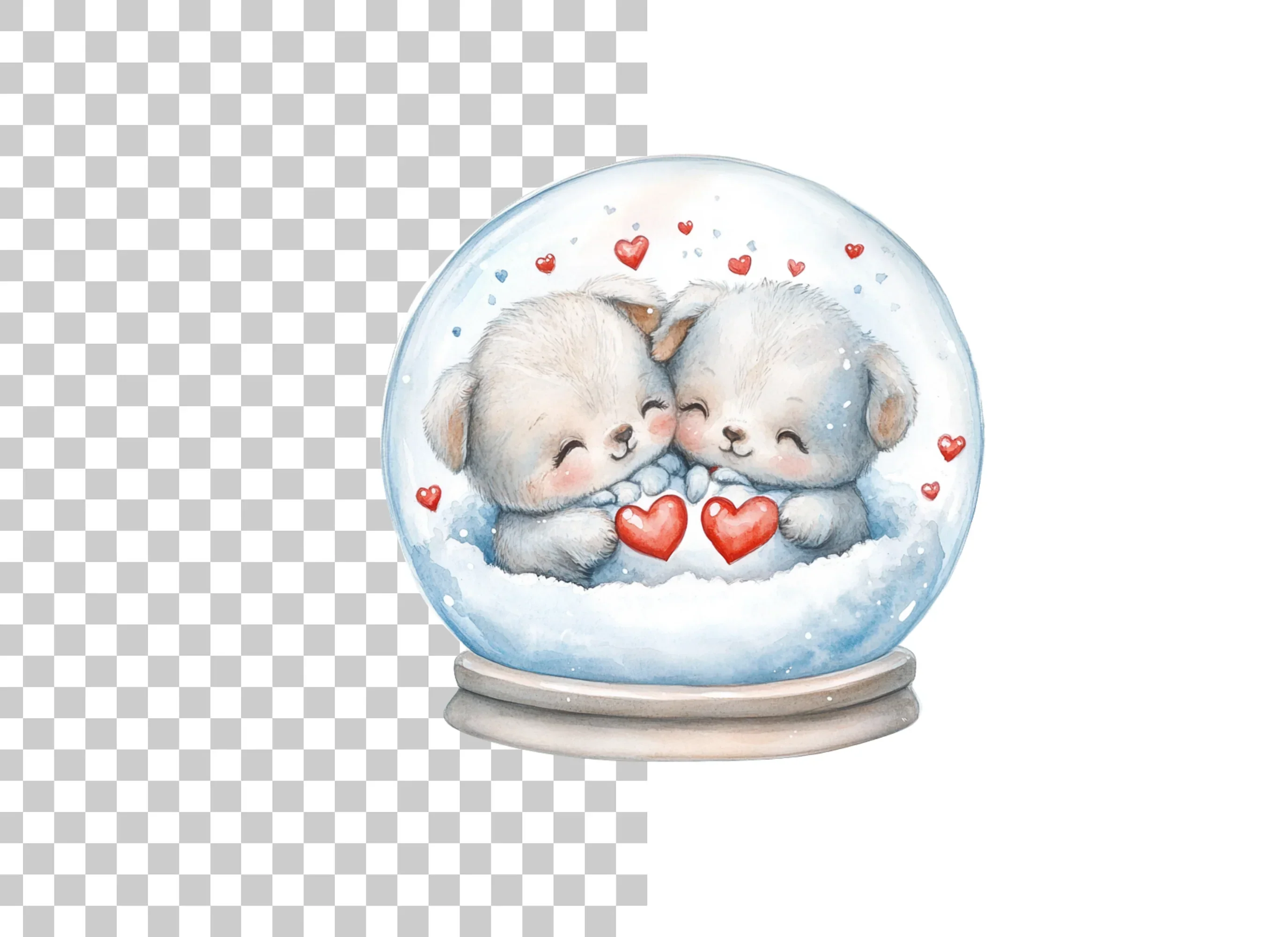 Cute Animal Couple Snow Globes Clipart Bundle - Image 6