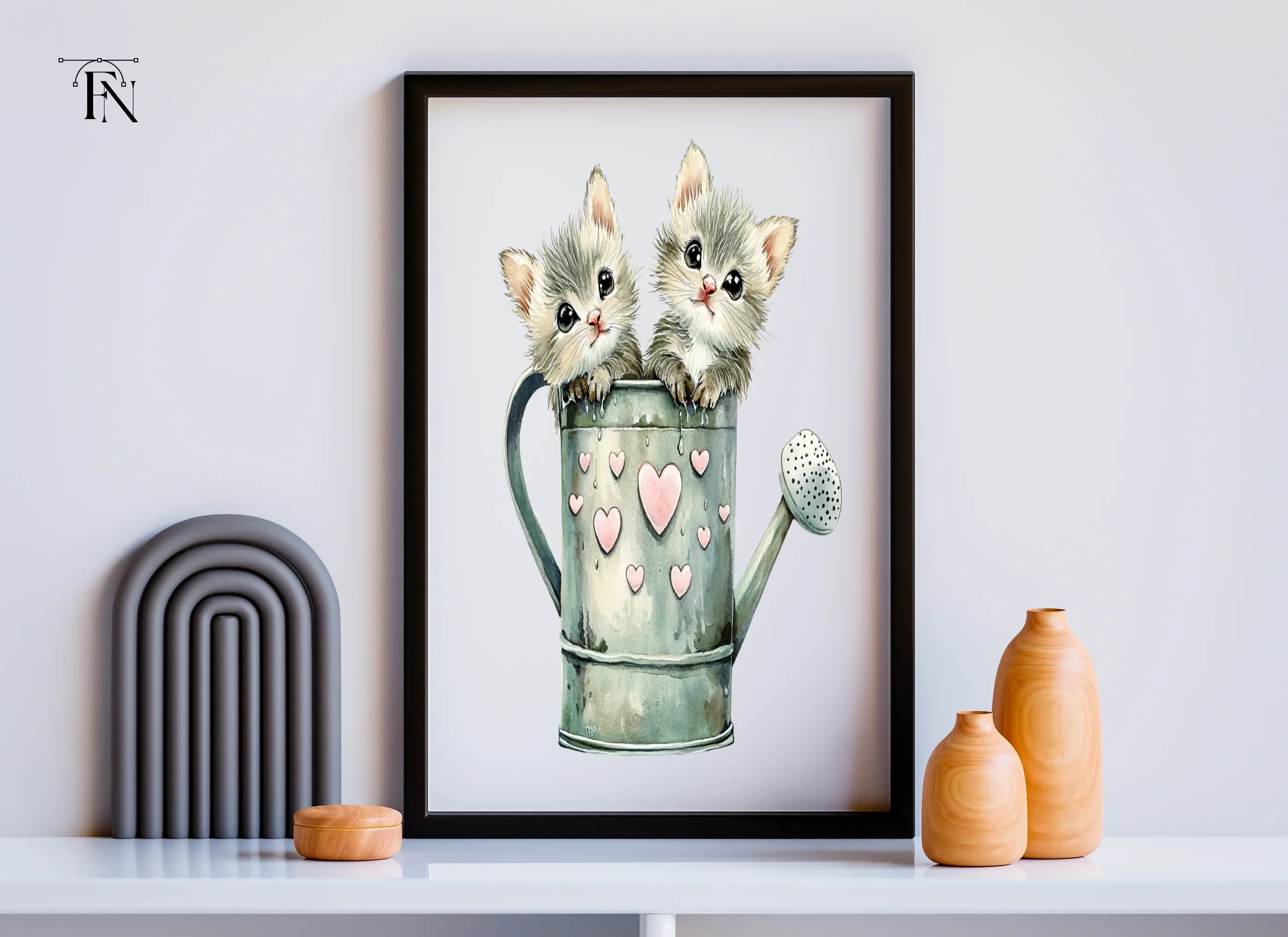 Cute Animals in Watering Cans Clipart Bundle - Image 3