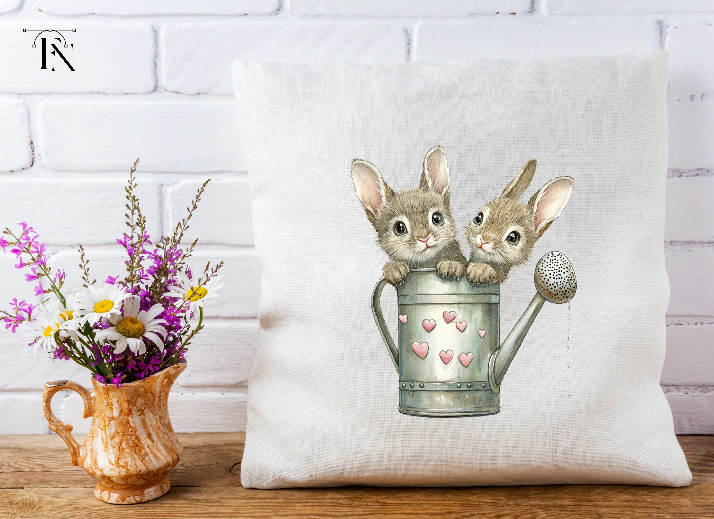 Cute Animals in Watering Cans Clipart Bundle - Image 4