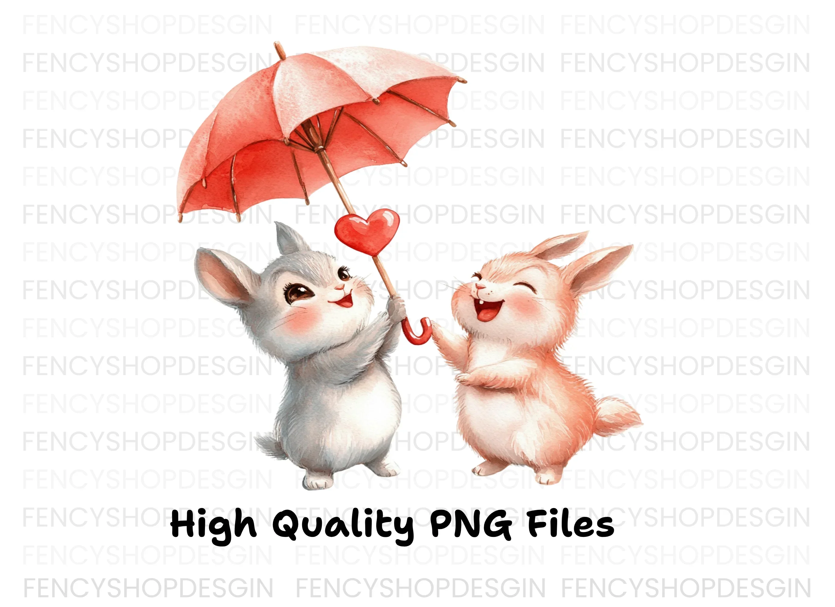 Cute Animals with Umbrellas Clipart Bundle - Image 2