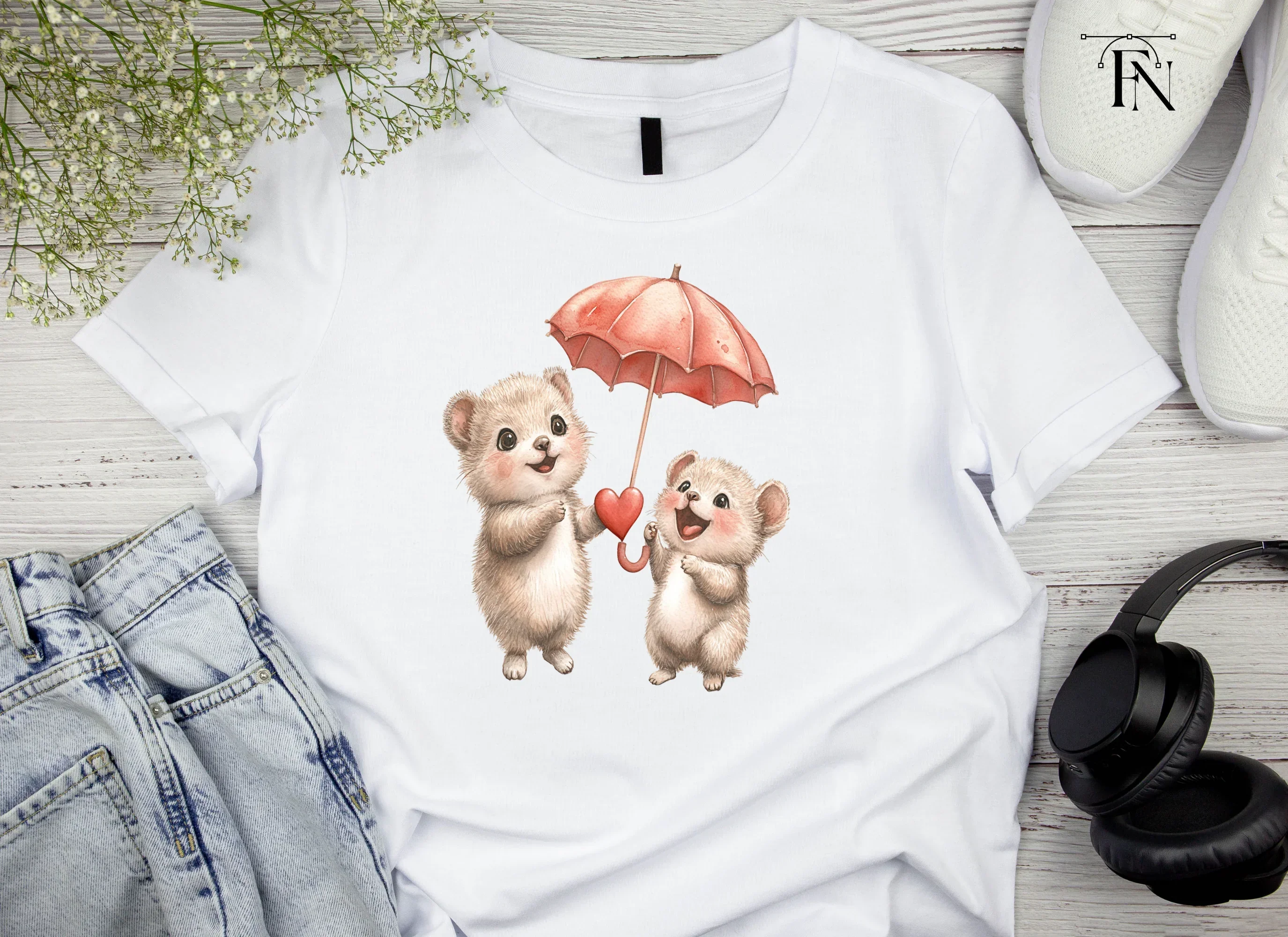 Cute Animals with Umbrellas Clipart Bundle - Image 5