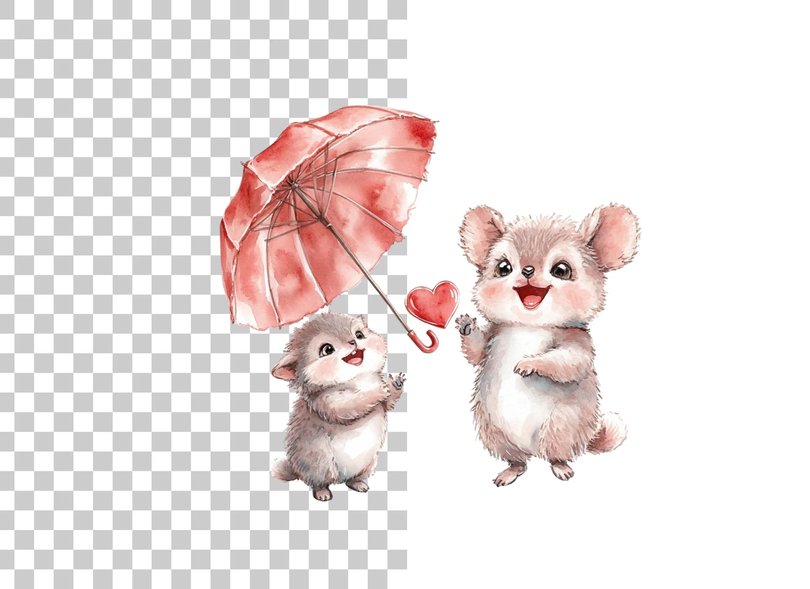 Cute Animals with Umbrellas Clipart Bundle - Image 6