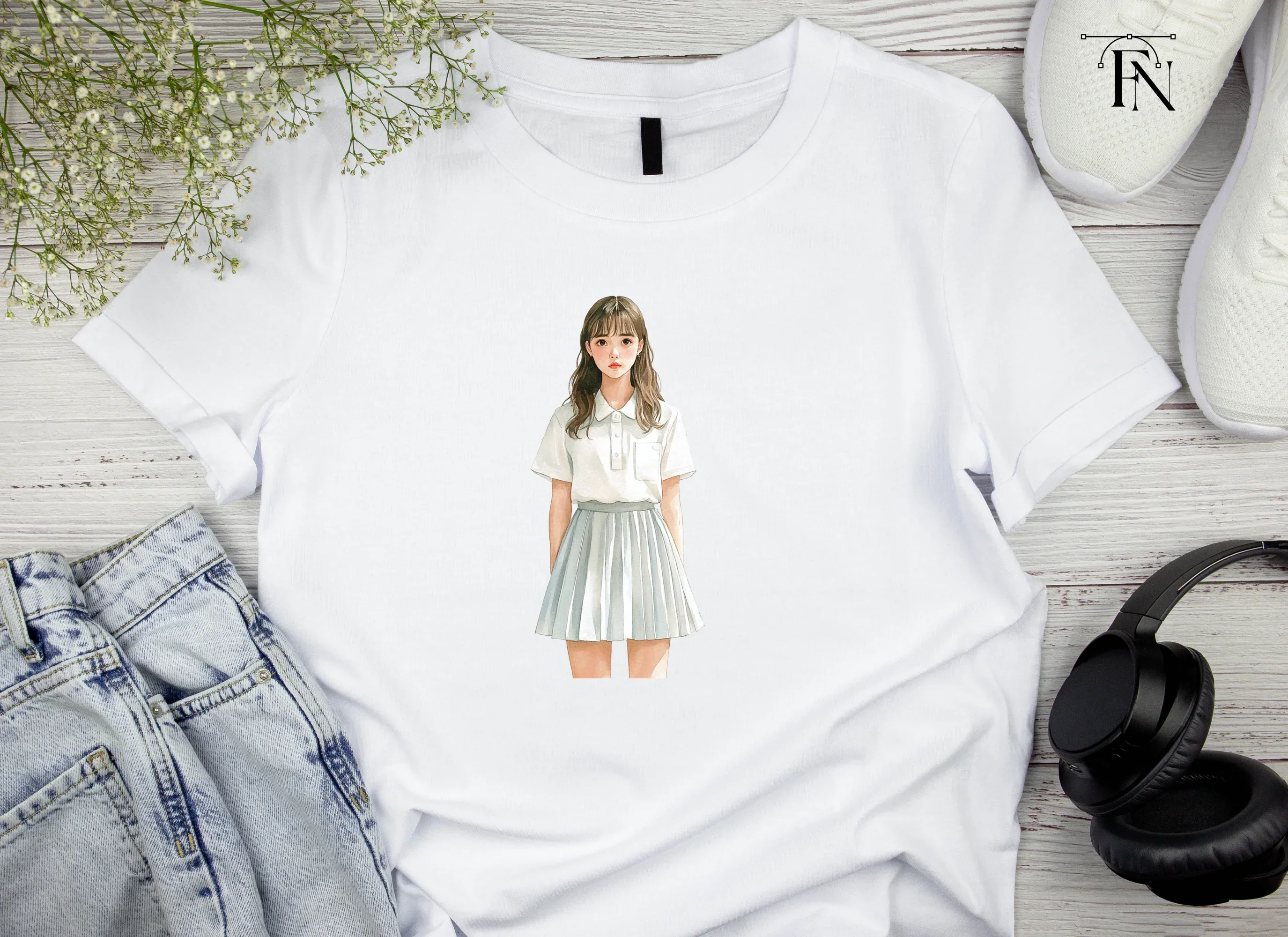Cute Anime Girl in Pleated Skirt Clipart Bundle - Image 4