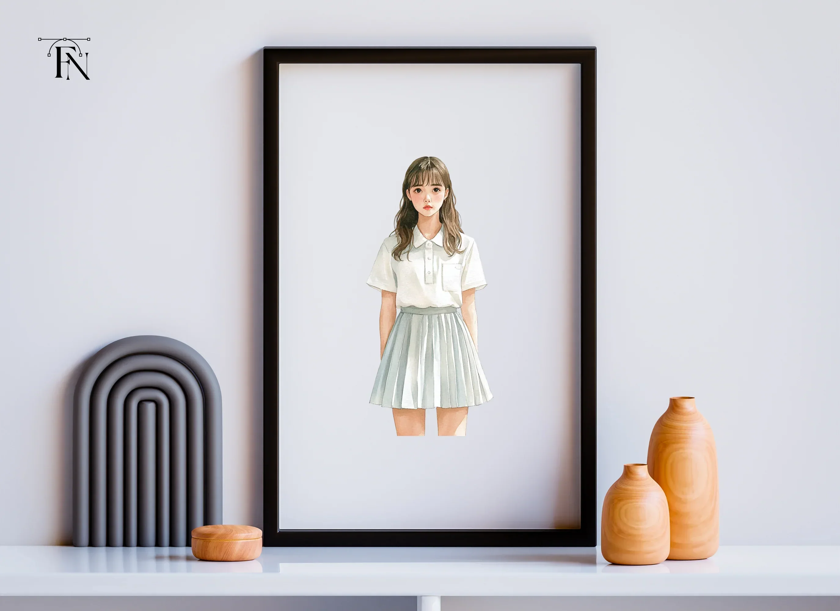 Cute Anime Girl in Pleated Skirt Clipart Bundle - Image 6