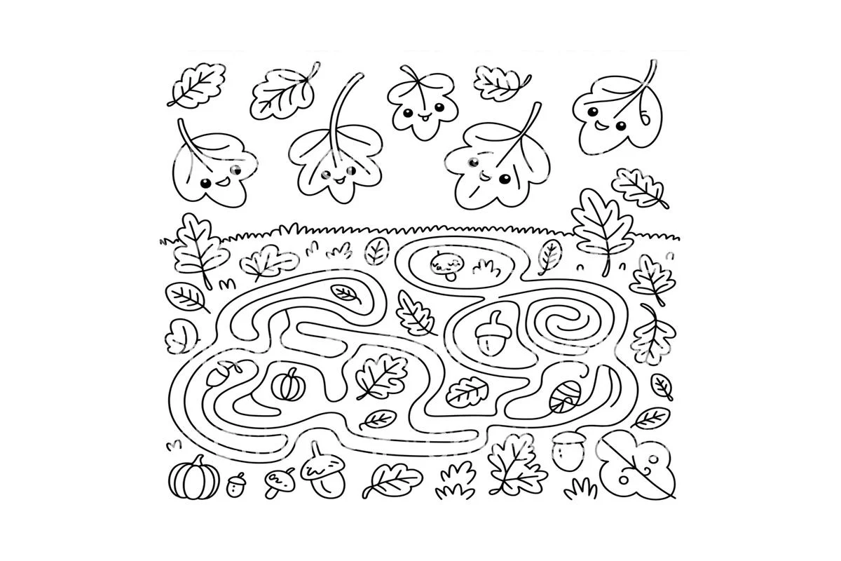 Cute Autumn Leaves Maze Coloring Books - Image 3