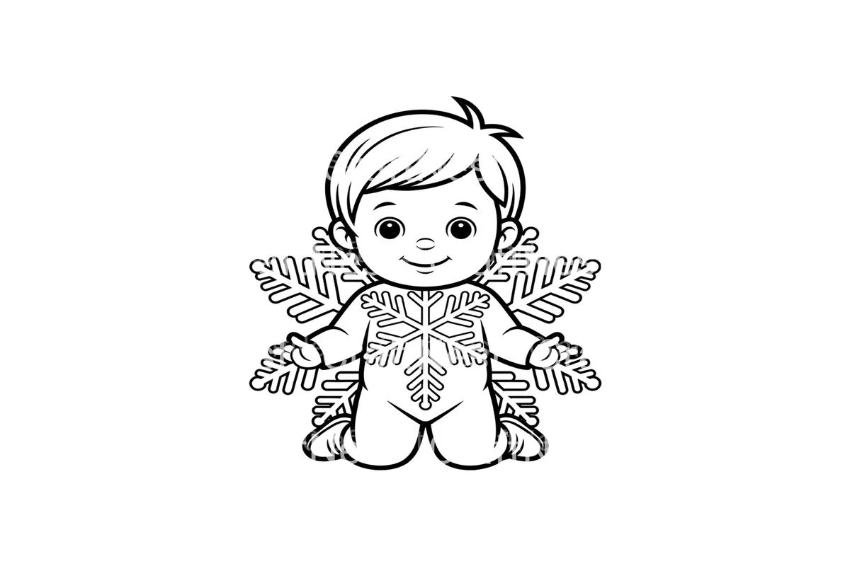 Cute Babies Winter Snowflake Coloring Books - Image 3